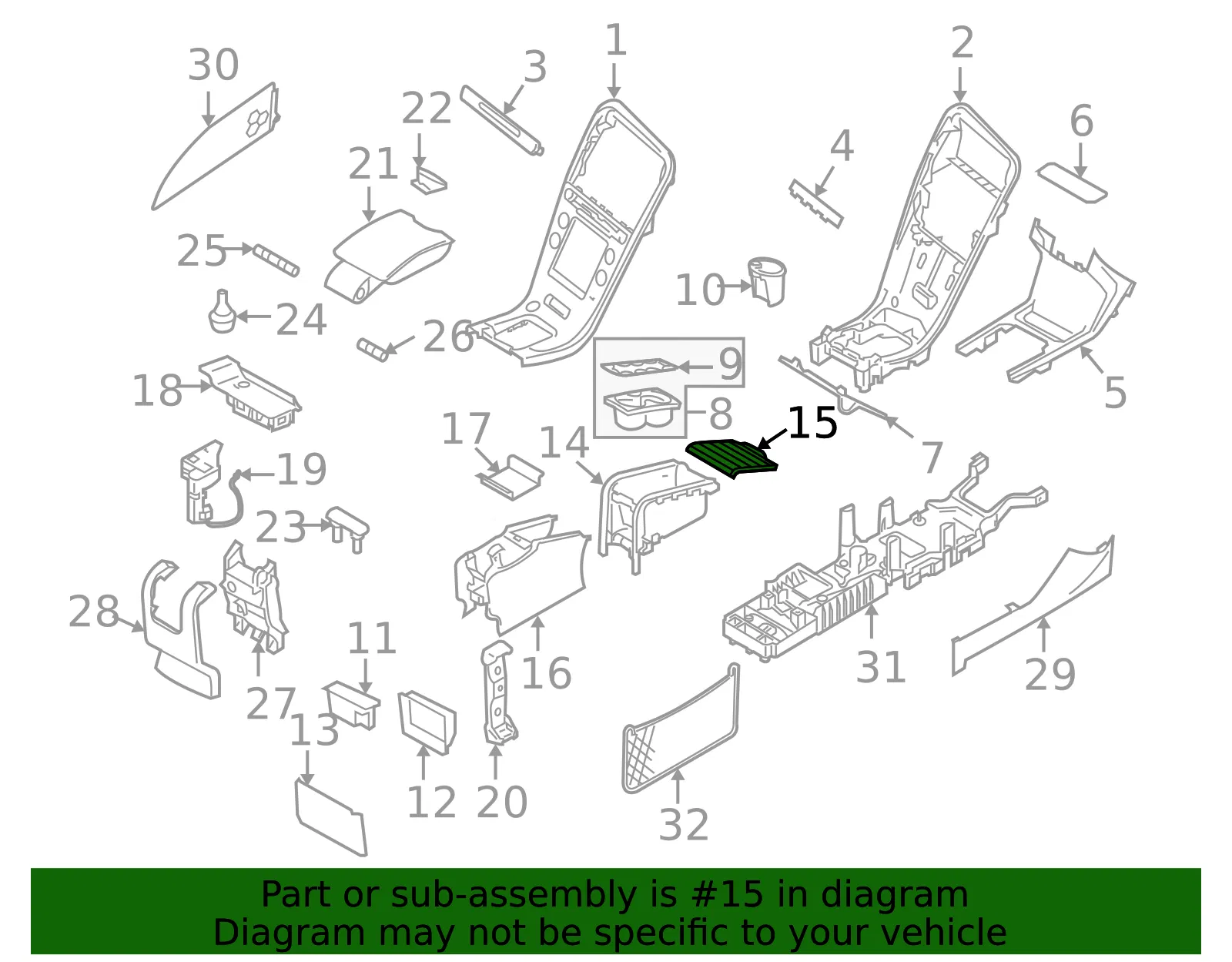 Console Lid - Volvo (39855313) - view 3