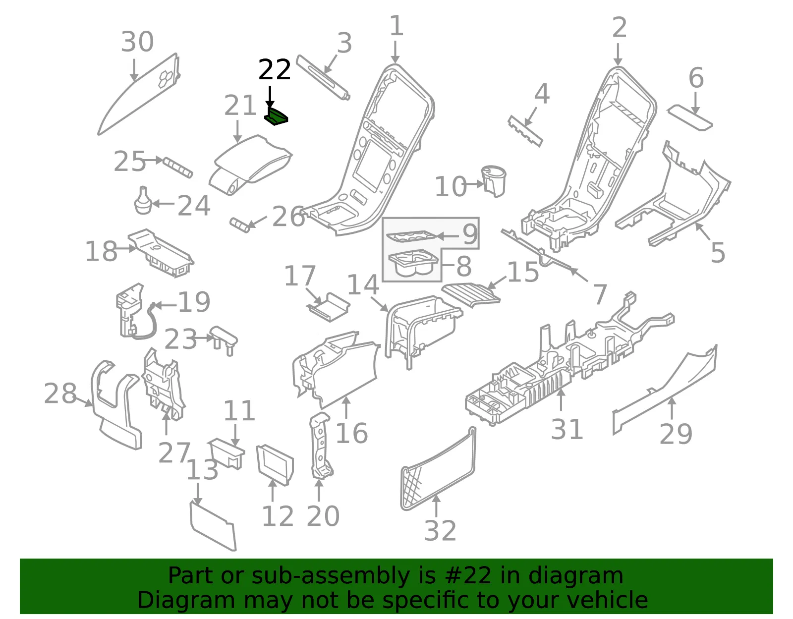 Armrest Cover Button - Volvo (39862235) - view 3