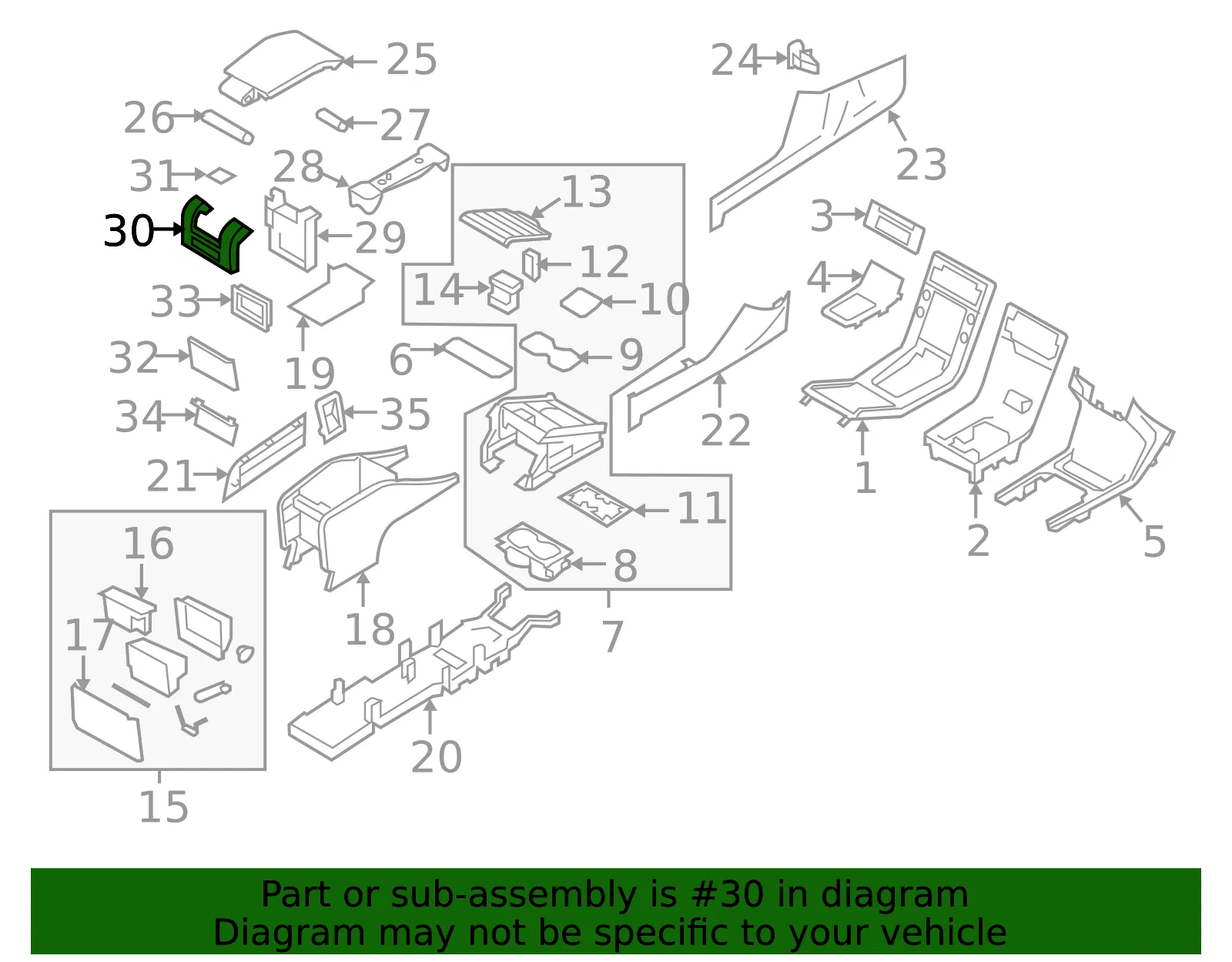 Console Trim Panel - Volvo (39870981) - view 2