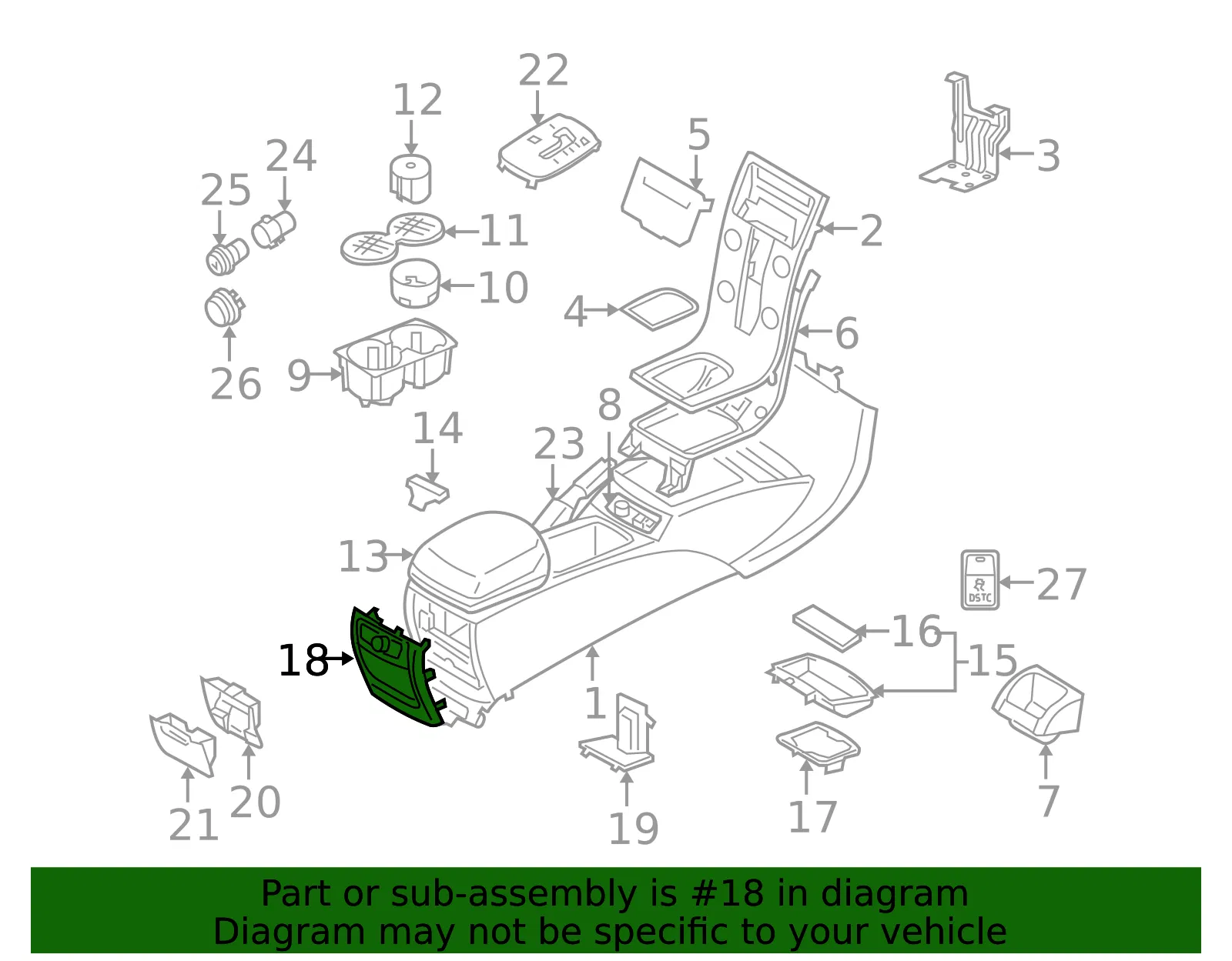Console Trim Panel - Volvo (39874718) - view 2