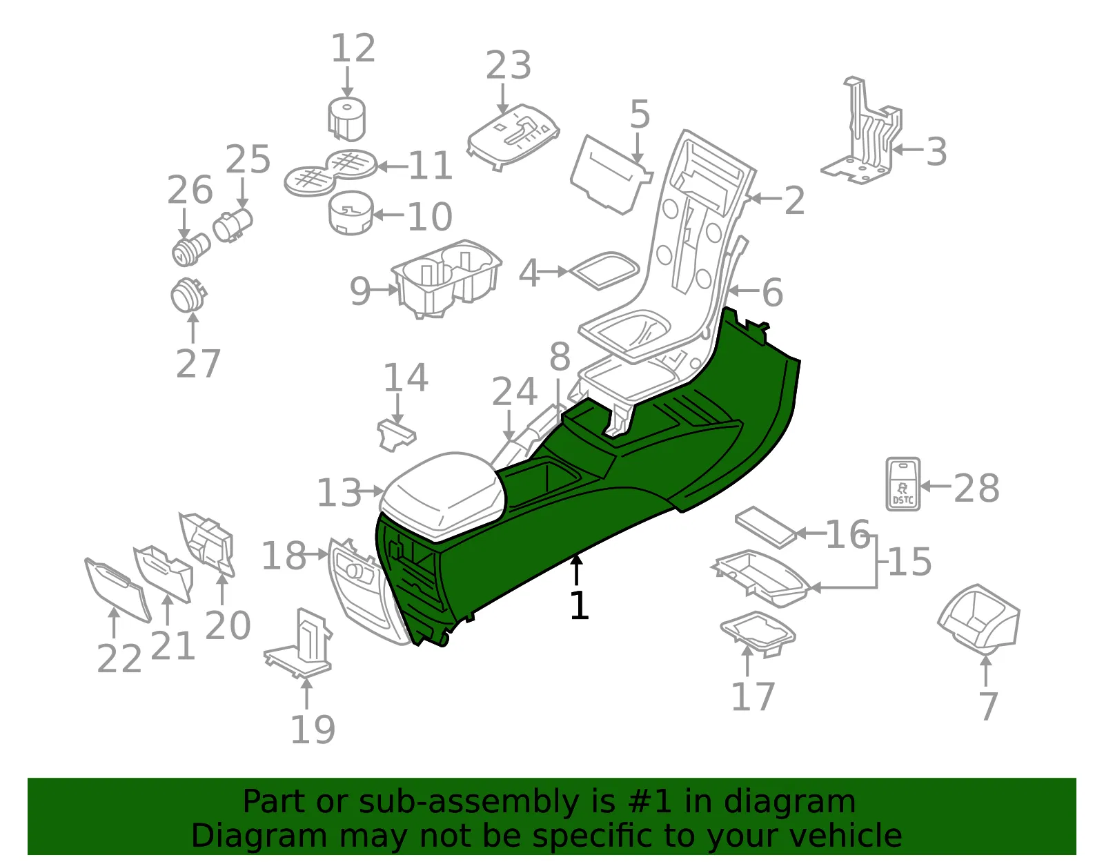 Center Console - Volvo (39883568) - view 2