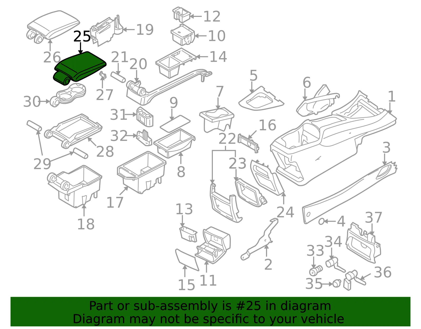 Console Armrest - Volvo (39895385) - view 2
