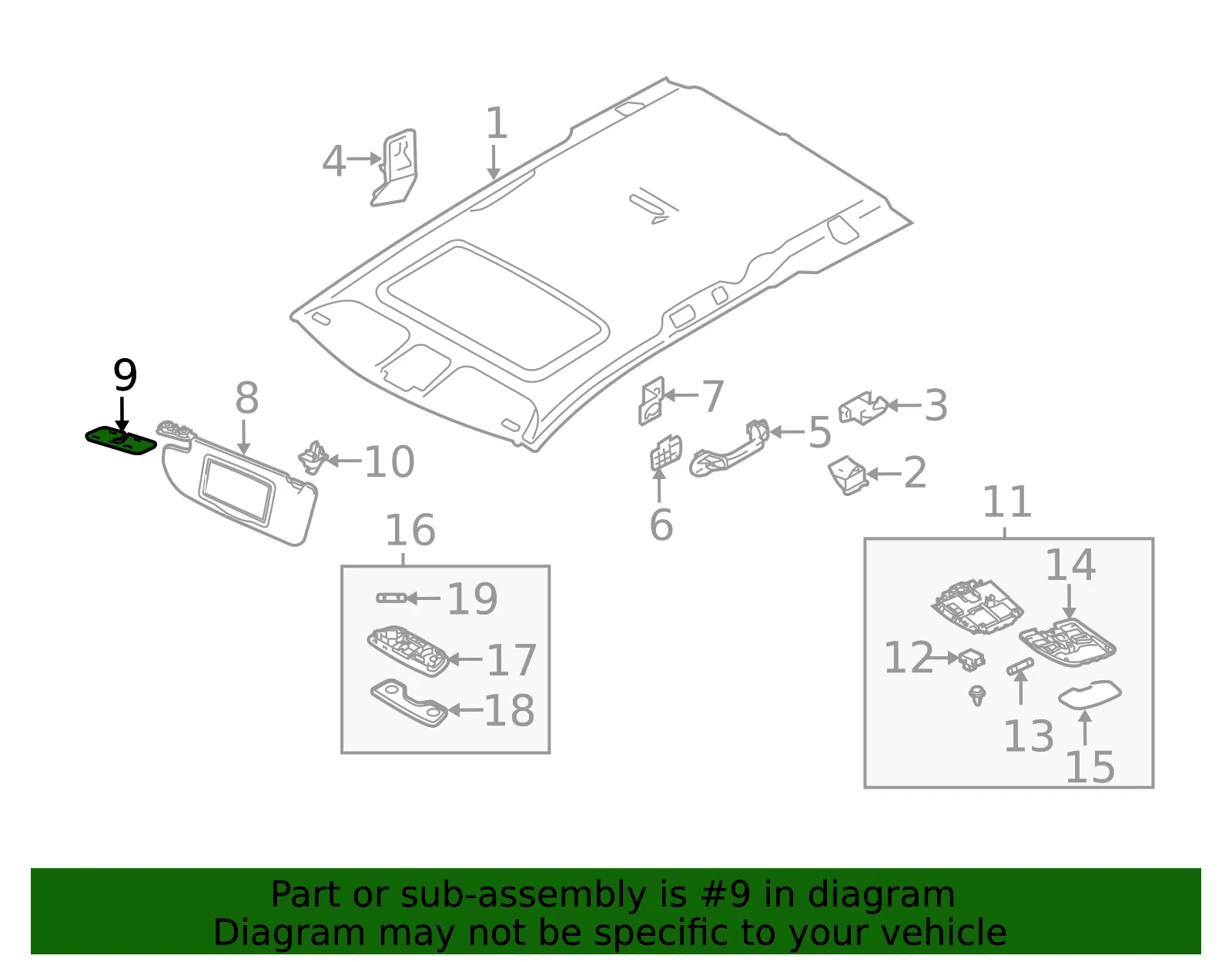 Sun Visor Cover - Volvo (39899609) - view 2