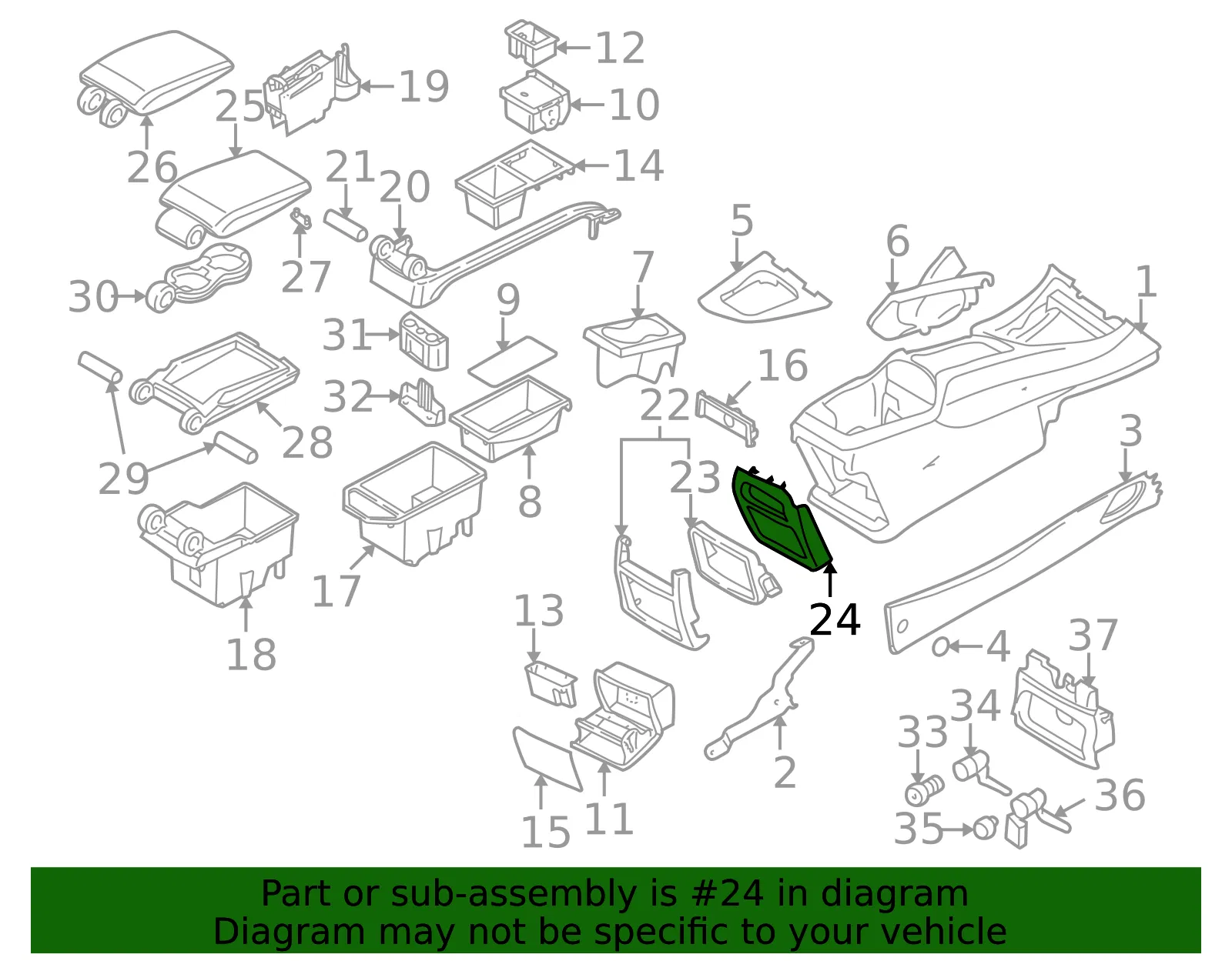 Console Trim Panel - Volvo (39969870) - view 2