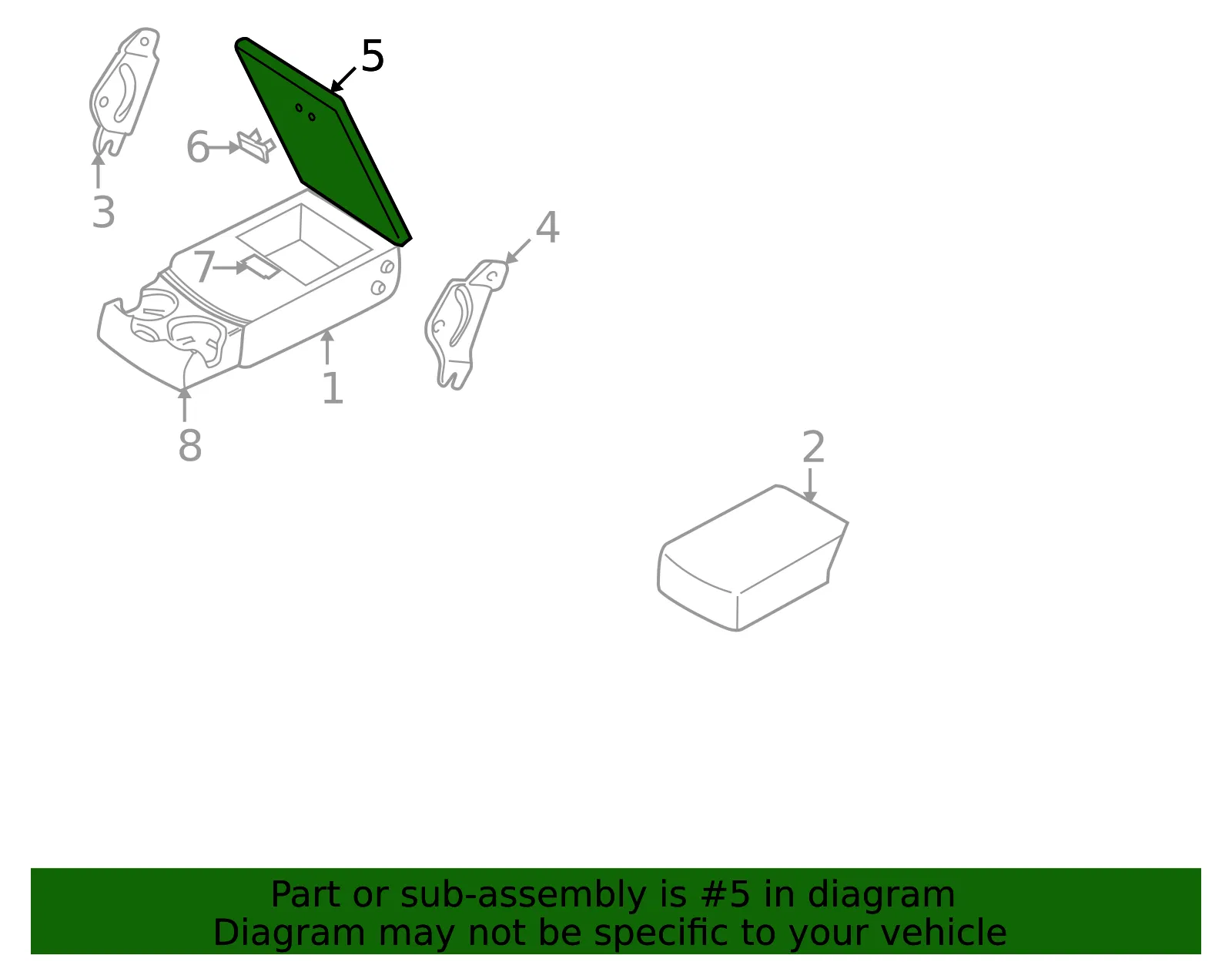 Console Lid - Volvo (39972543) - view 2