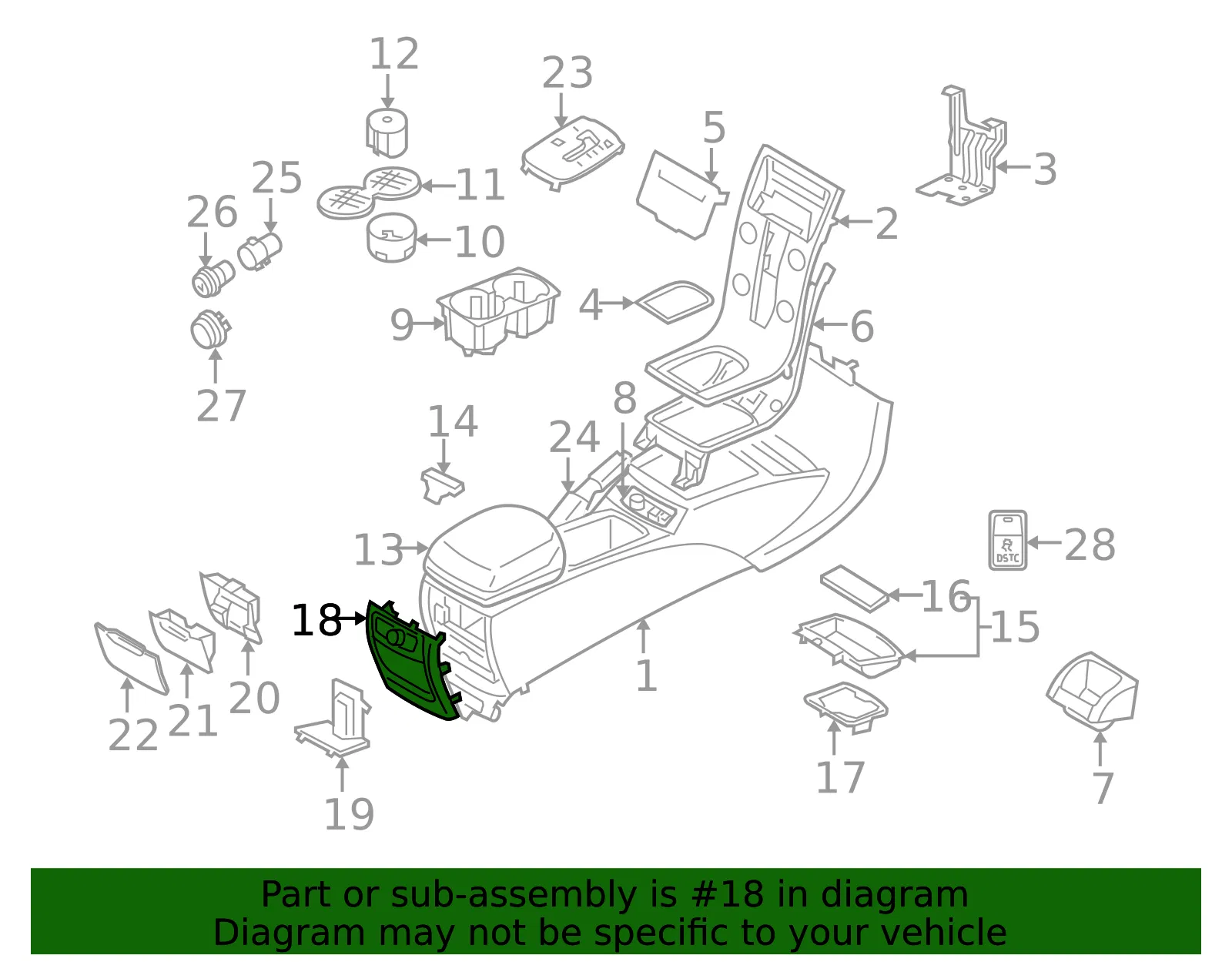 Console Trim Panel - Volvo (39984540) - view 2