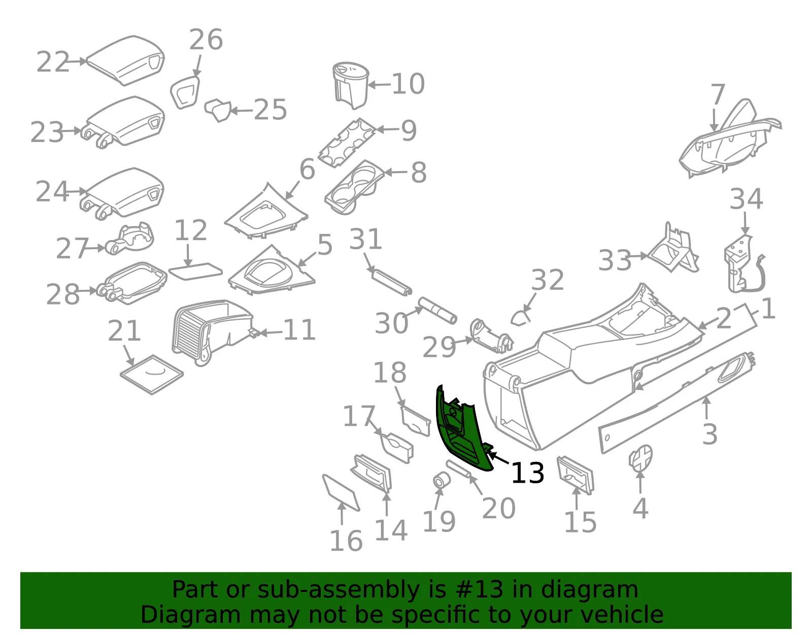 Console Trim Panel - Volvo (39989006) - view 3