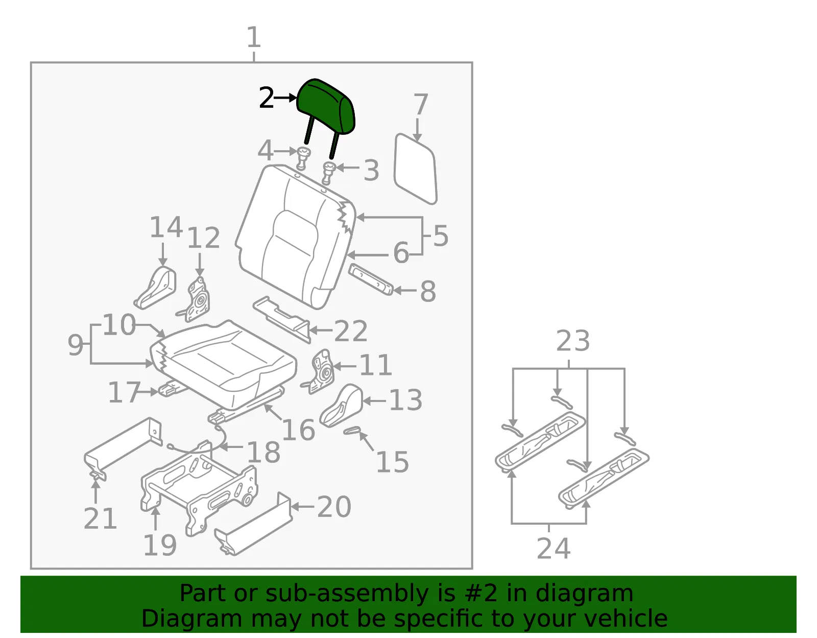 Headrest - Kia (3K53B-88140442) - view 2