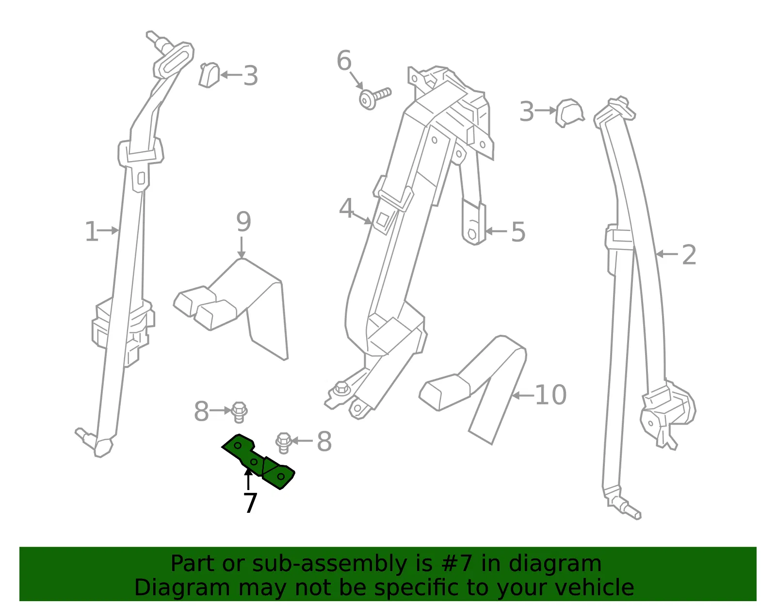 Seat Belt Anchor Bracket Assembly - Nissan (50980-7S200) - view 2