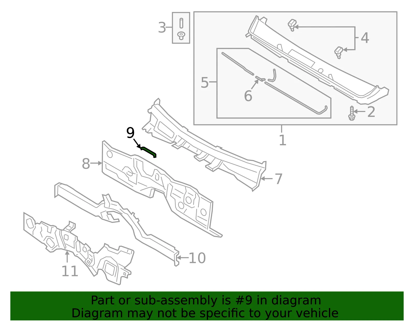 Dash Panel Tape - Passenger Side (RH) - Kia (64396-D2000) - view 2
