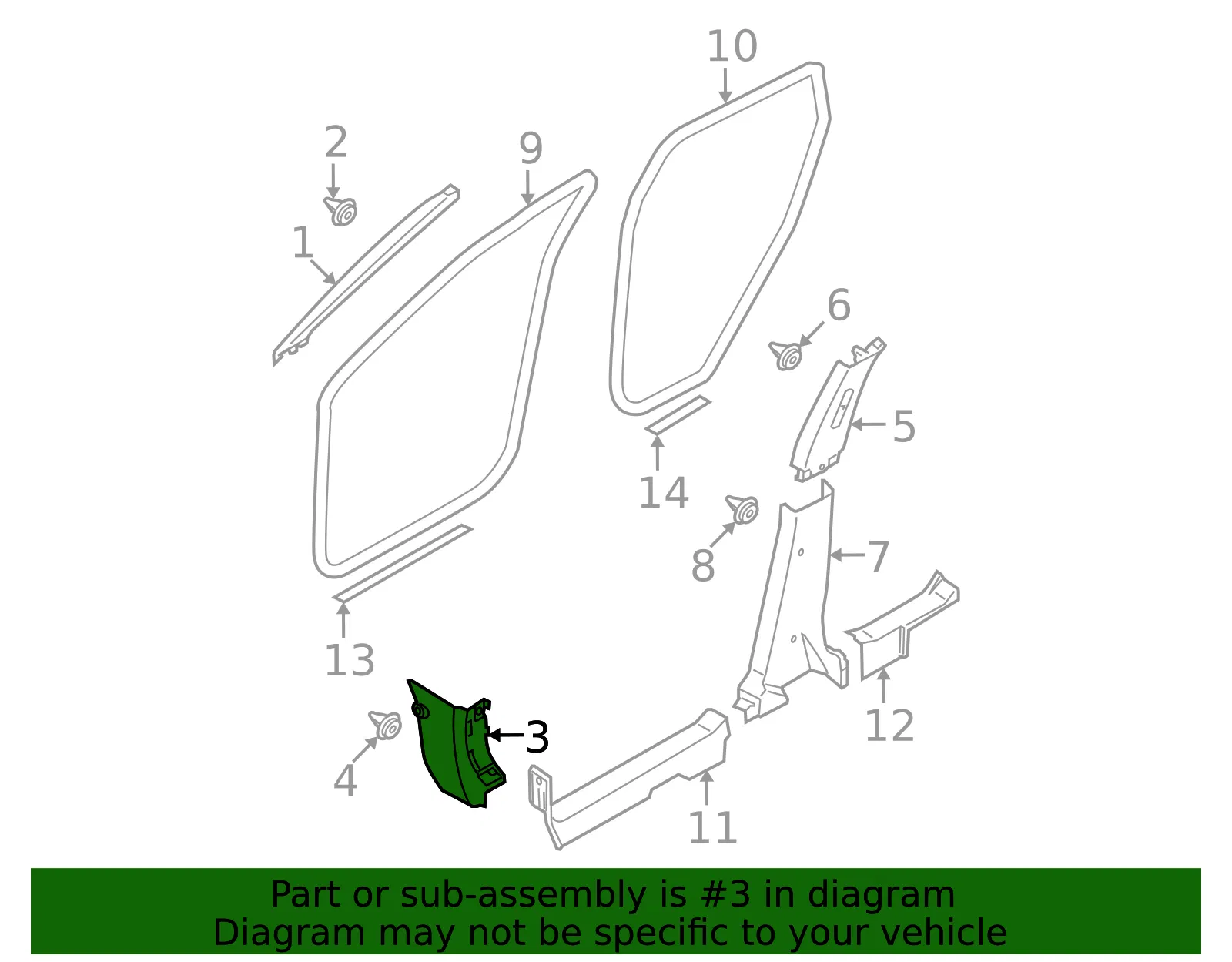 Cowl Trim - Driver's Side (LH) - Nissan (66901-JM00A) - view 2