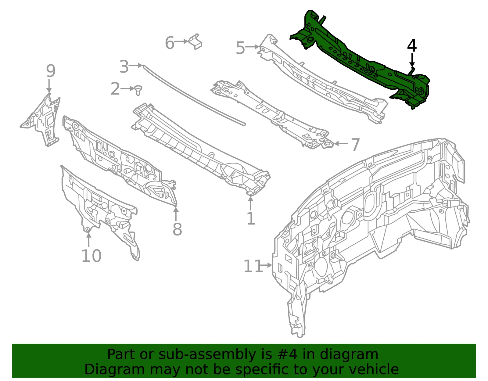 Upper Dash Panel - Nissan (67100-6SA0A) - view 2