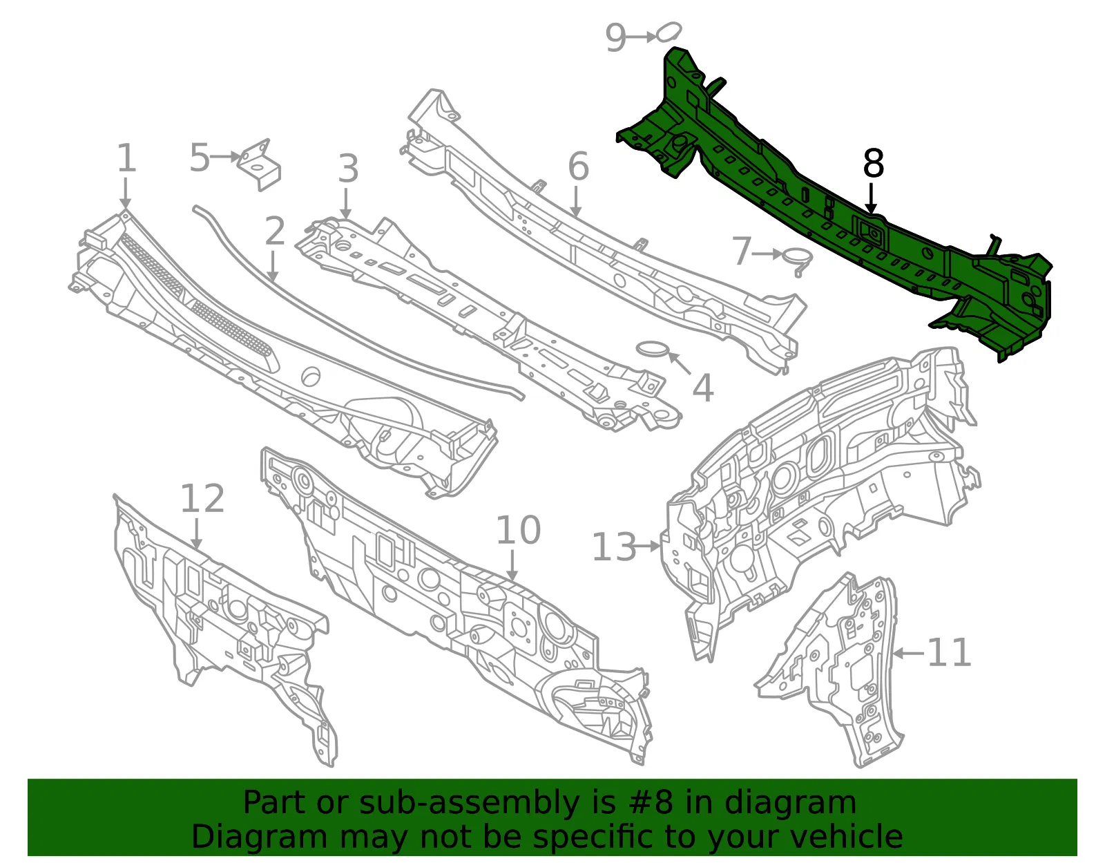 Upper Dash Assembly - Nissan (67100-7BA0A) - view 2