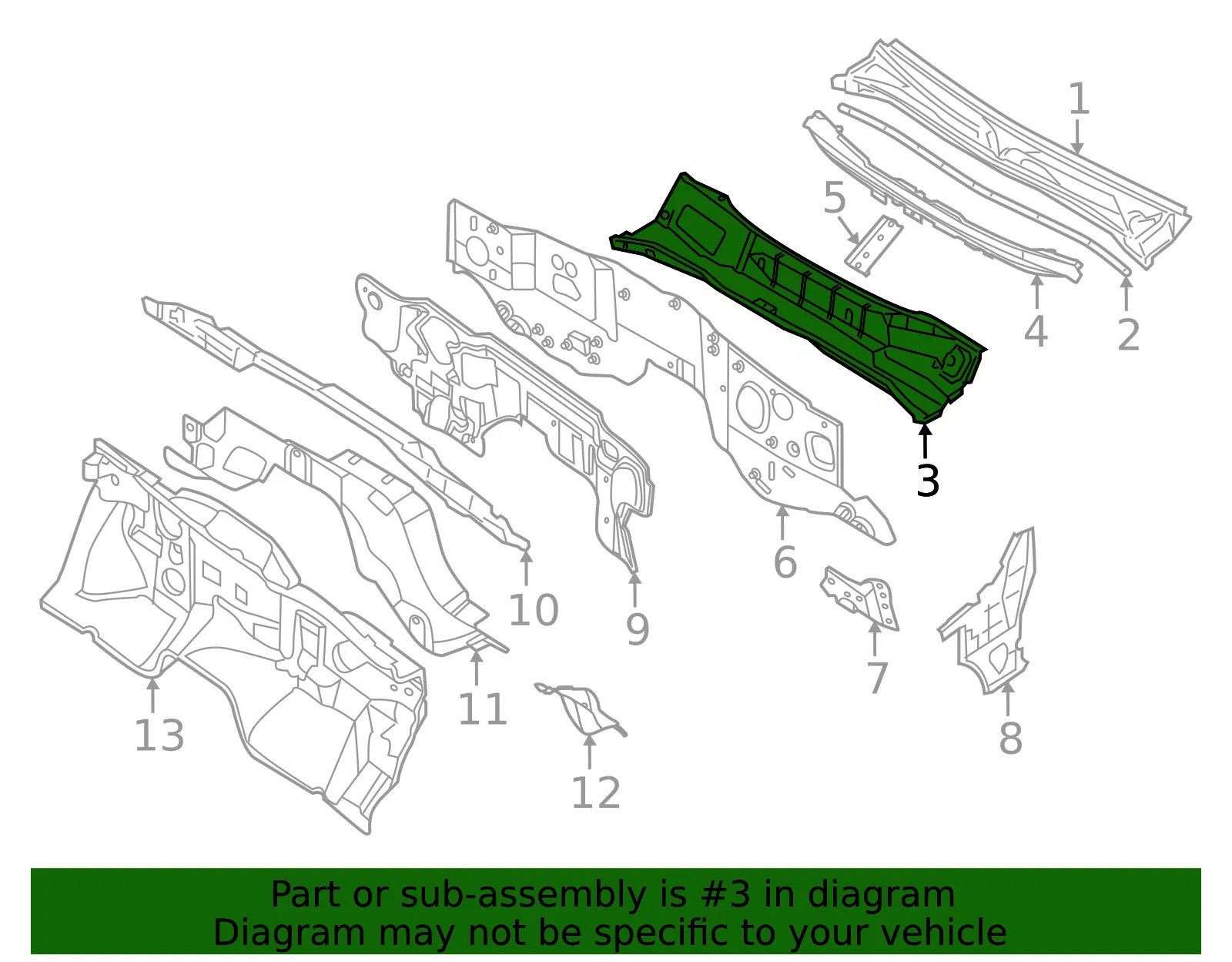 Upper Dash Panel - Nissan (67100-7JA0A) - view 2