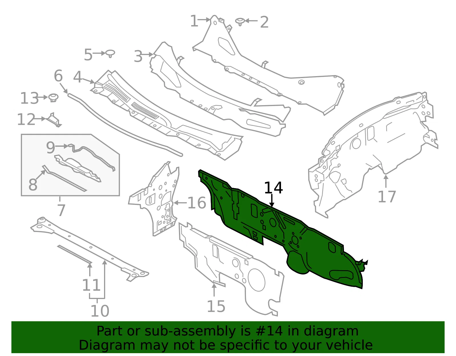 Lower Dash Panel - Nissan (67300-6CA0B) - view 2
