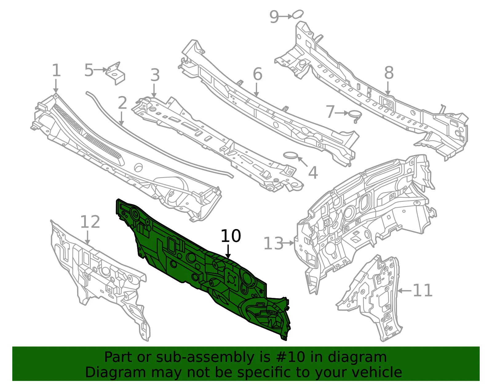 Lower Dash Panel Assembly - Nissan (67300-7BA0A) - view 2