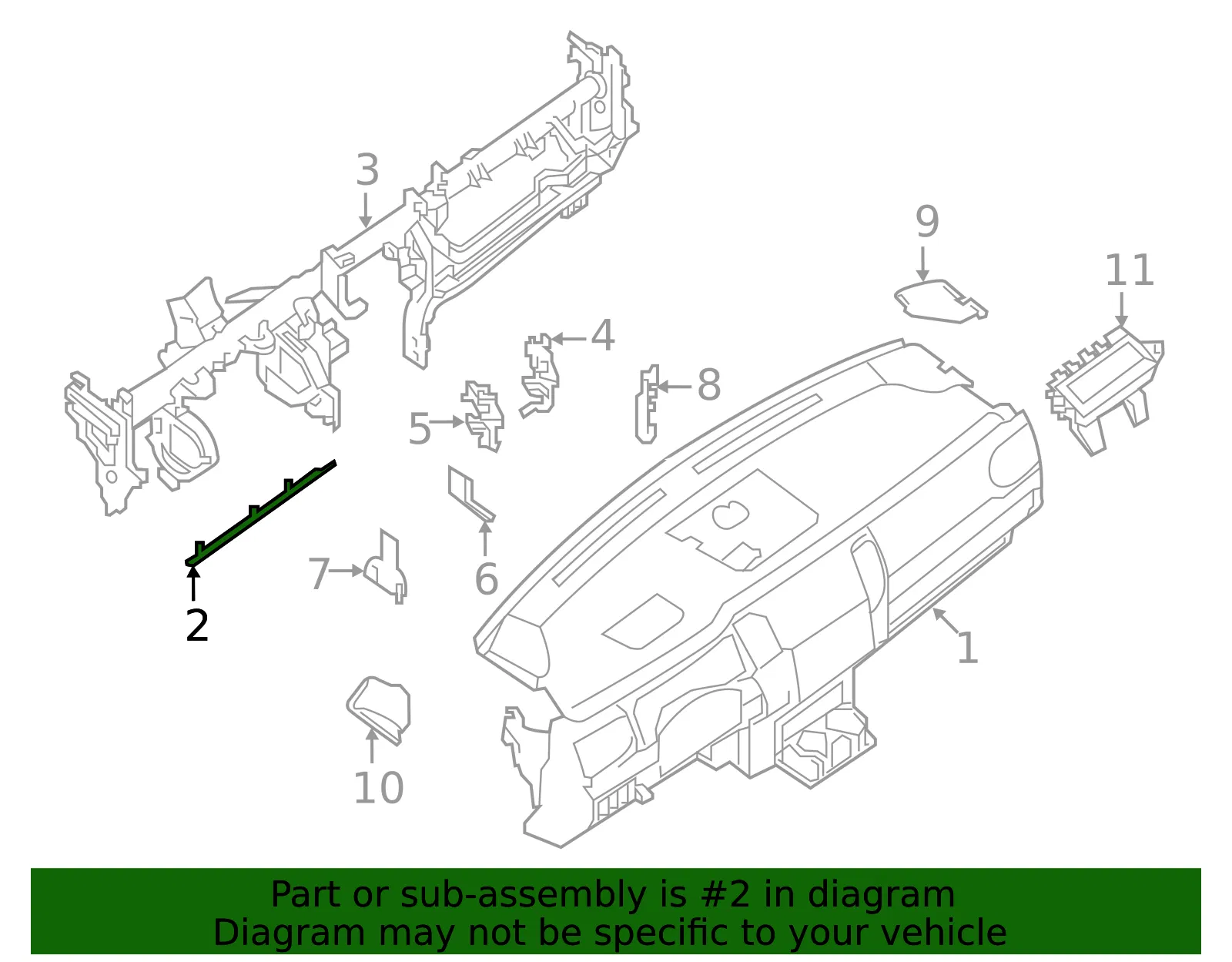 Knee Bolster - Nissan (67503-EZ50A) - view 2