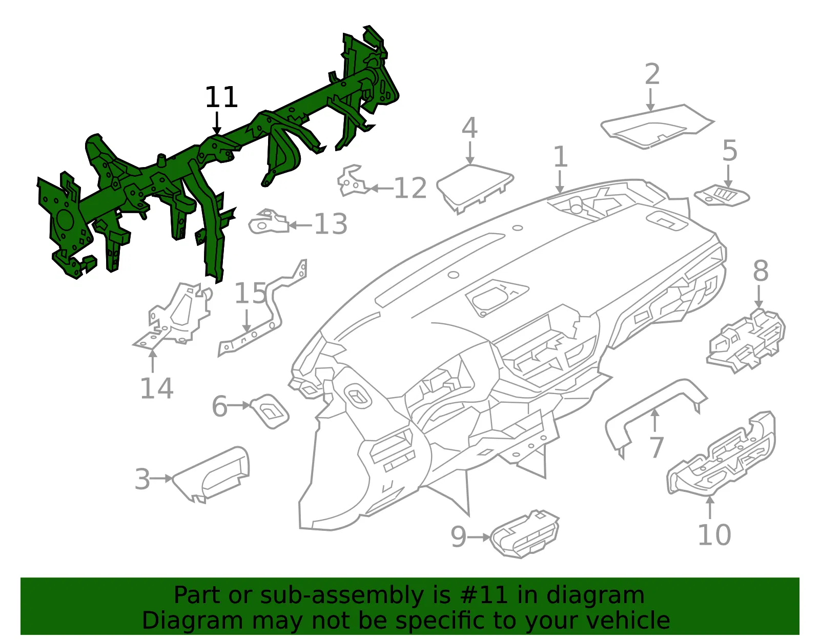 Instrument Panel Reinforcement - Nissan (67870-9HF1A) - view 2