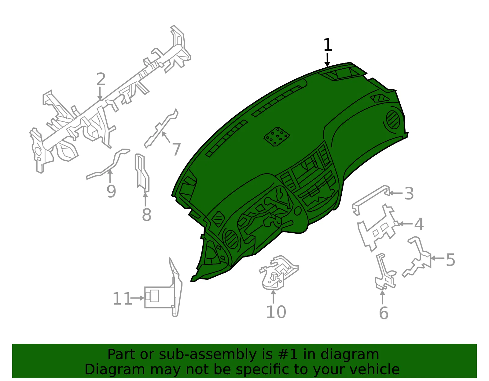 Instrument Panel - Nissan (68100-9PJ0C) - view 2