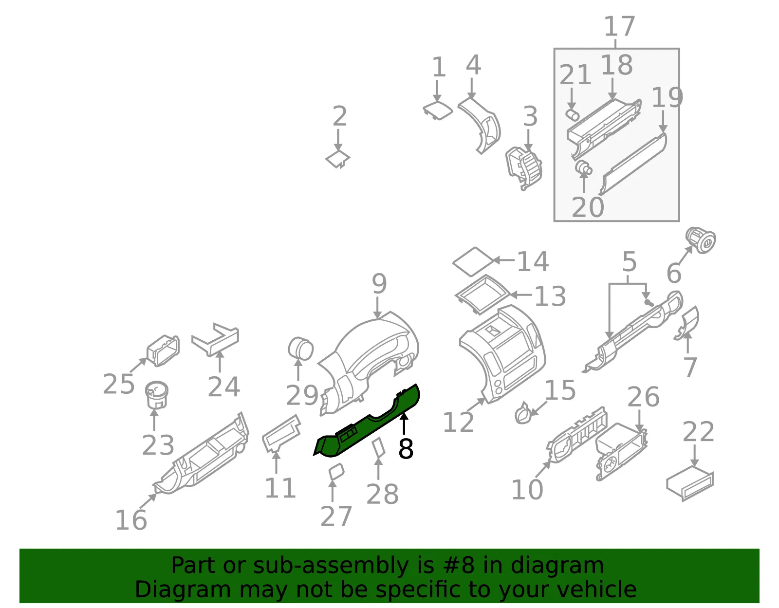 Instrument Panel Trim Panel - Nissan (68104-9BF0A) - view 2