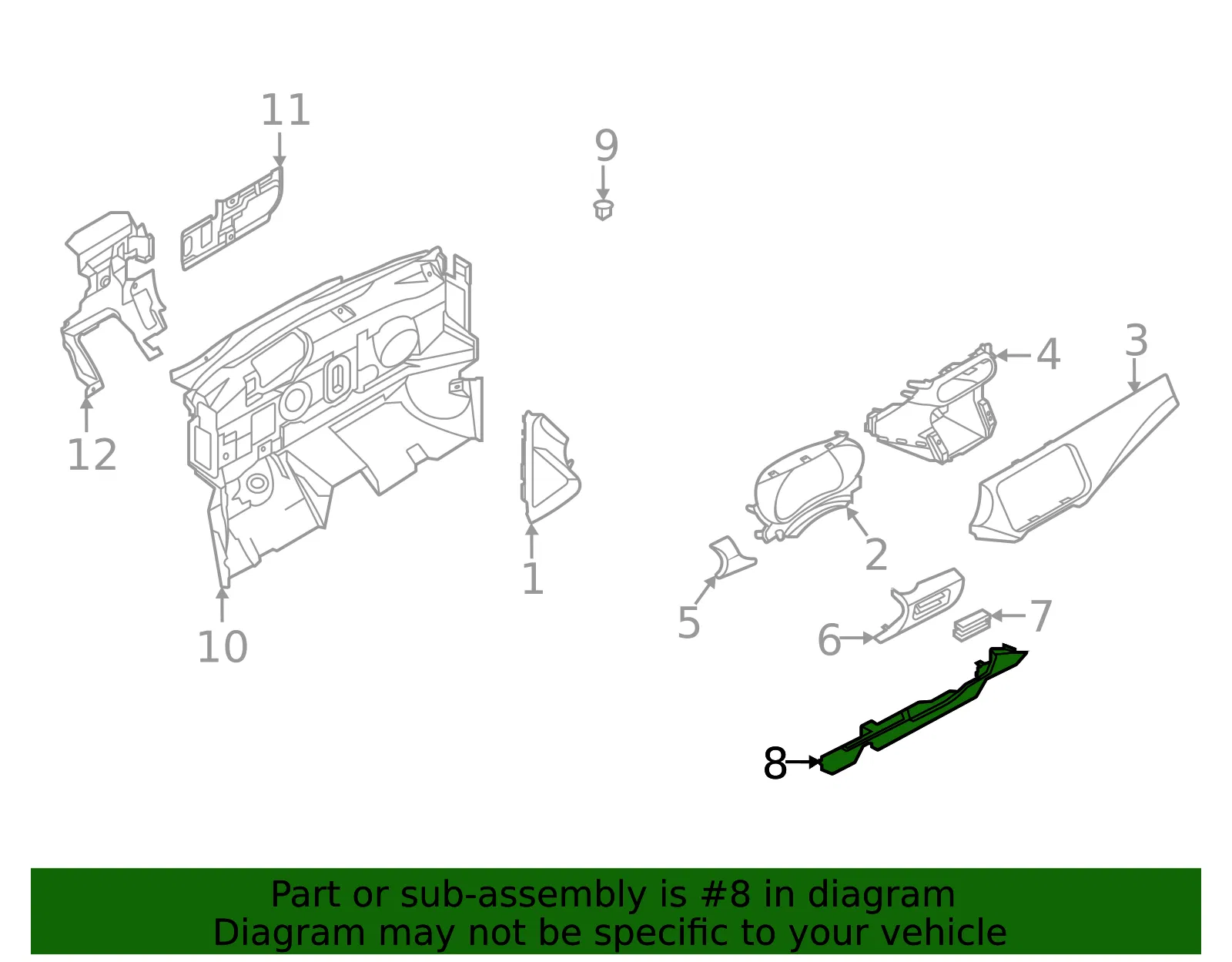 Lower Instrument Panel, Driver Side - Nissan (68106-5EE0A) - view 2