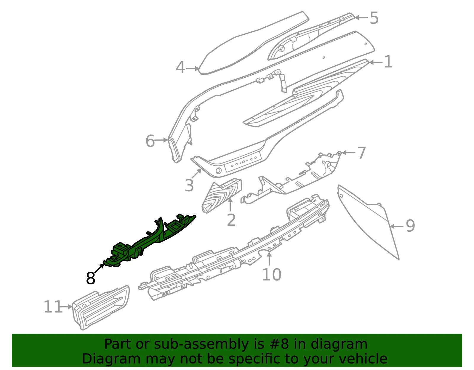 Instrument Panel Trim Panel - Nissan (68106-7BA0A) - view 2