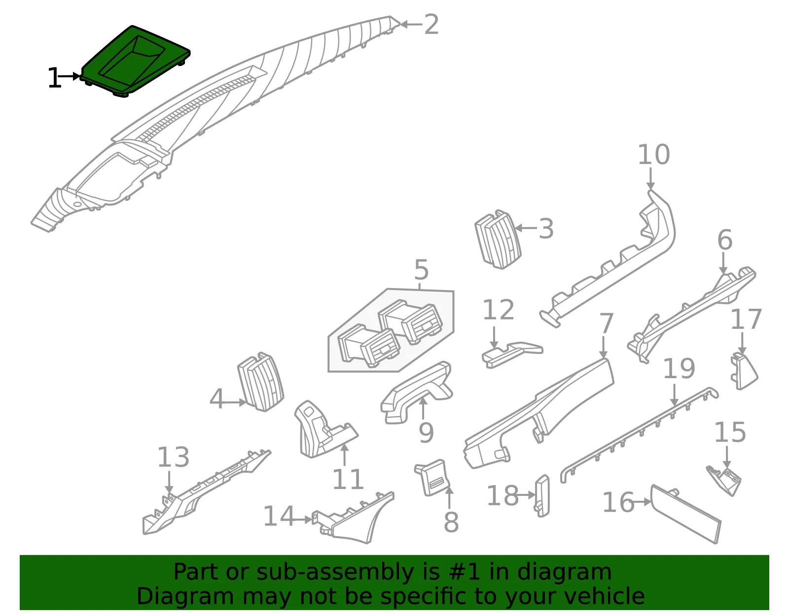 Instrument Panel Trim Panel - Nissan (68106-7JA0A) - view 2