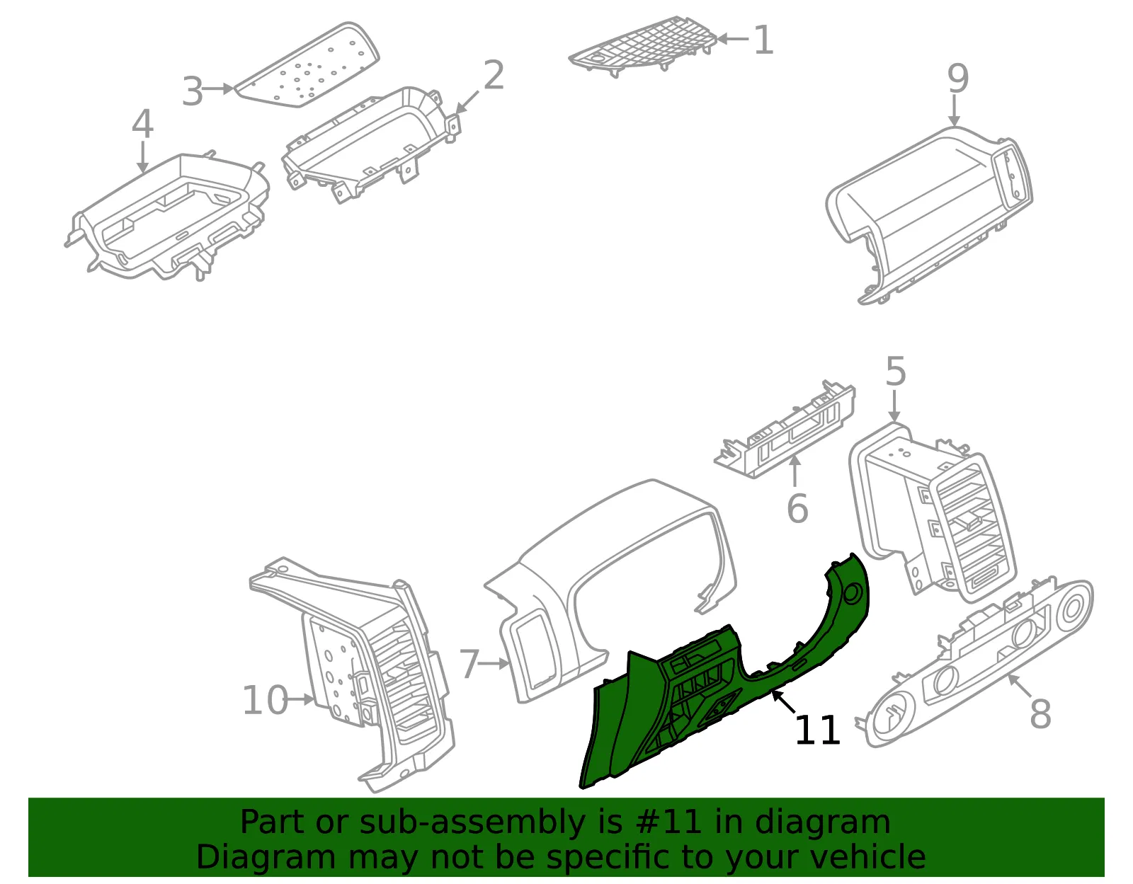 Lower Instrument Panel, Driver Side - Nissan (68106-9BU0A) - view 2