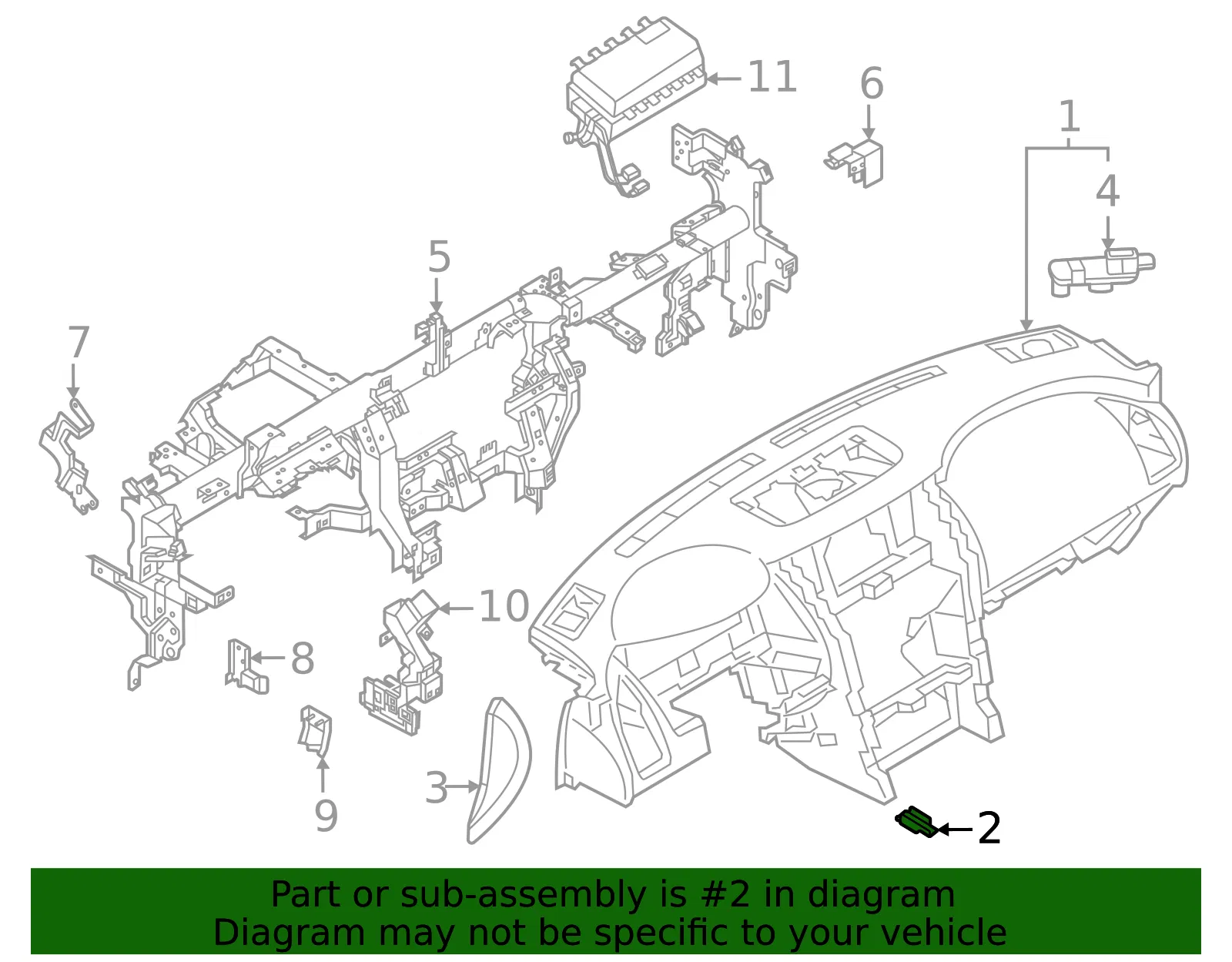 Instrument Panel Mounting Bracket - Nissan (68121-7JA0A) - view 2