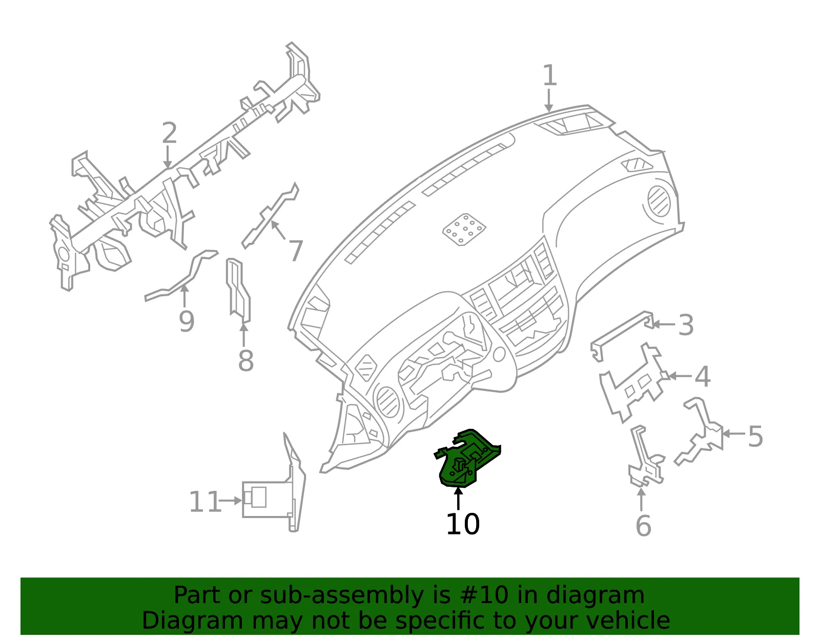 Instrument Panel Mounting Bracket - Nissan (68129-3JA0A) - view 2