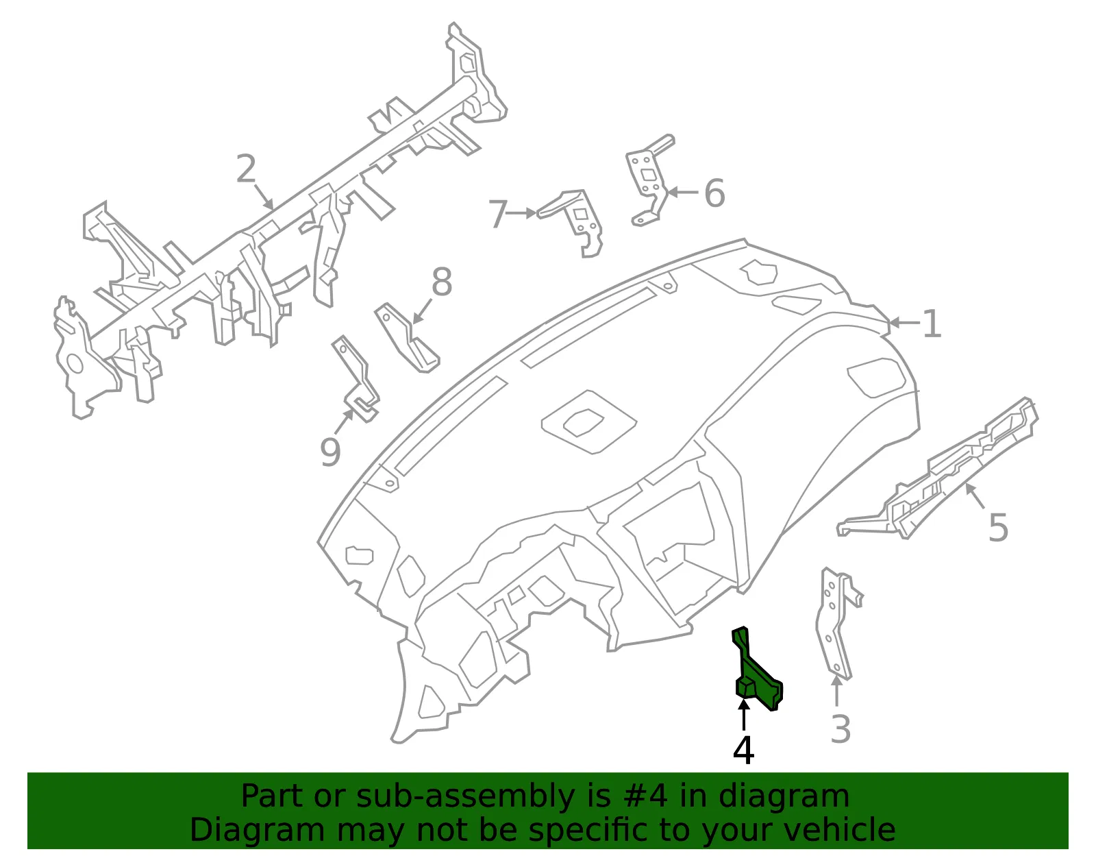 Instrument Side Bracket - Nissan (68129-5AA0A) - view 2
