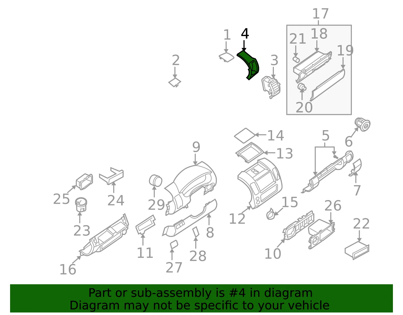Instrument Panel Pad - Nissan (68134-9BH1D) - view 2