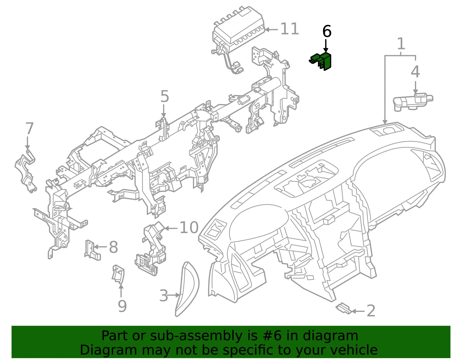 Instrument Panel Cross-Member Bracket - Nissan (68147-7JA0A) - view 2