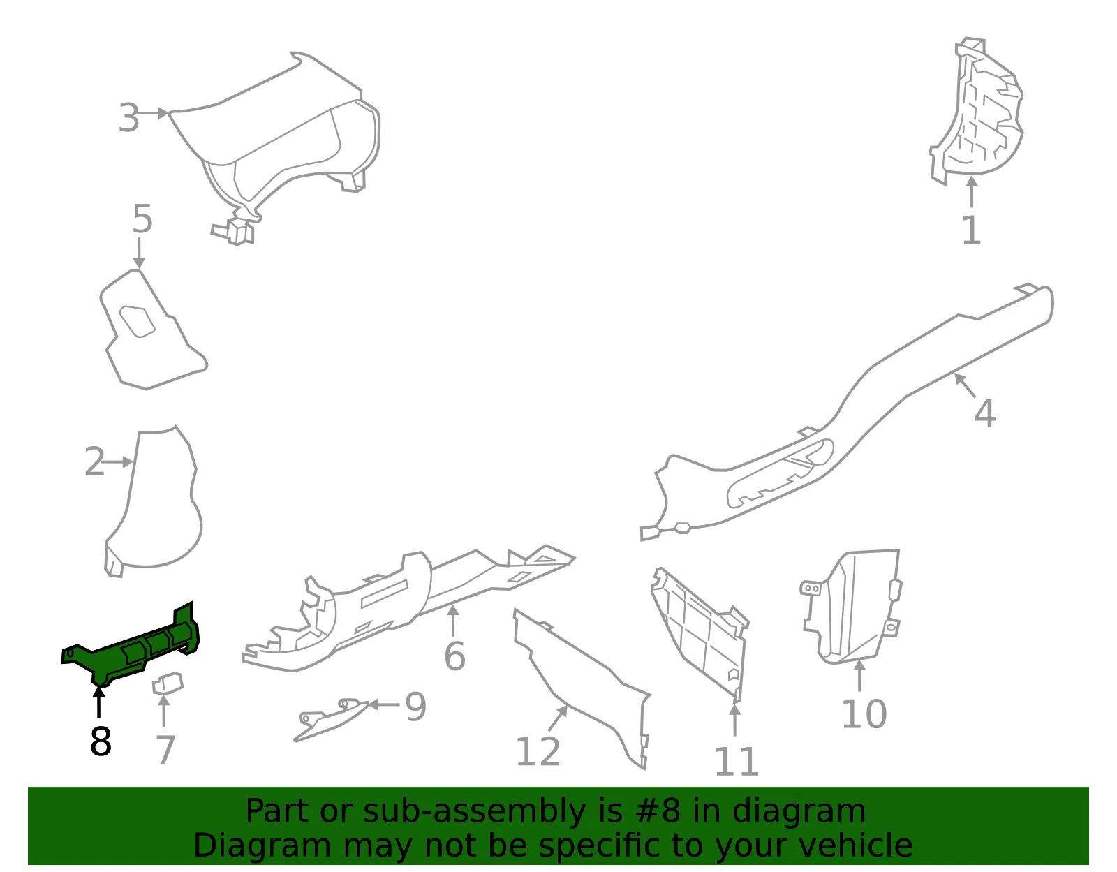 Instrument Panel Trim Panel Bracket - Nissan (68167-6CA0A) - view 2