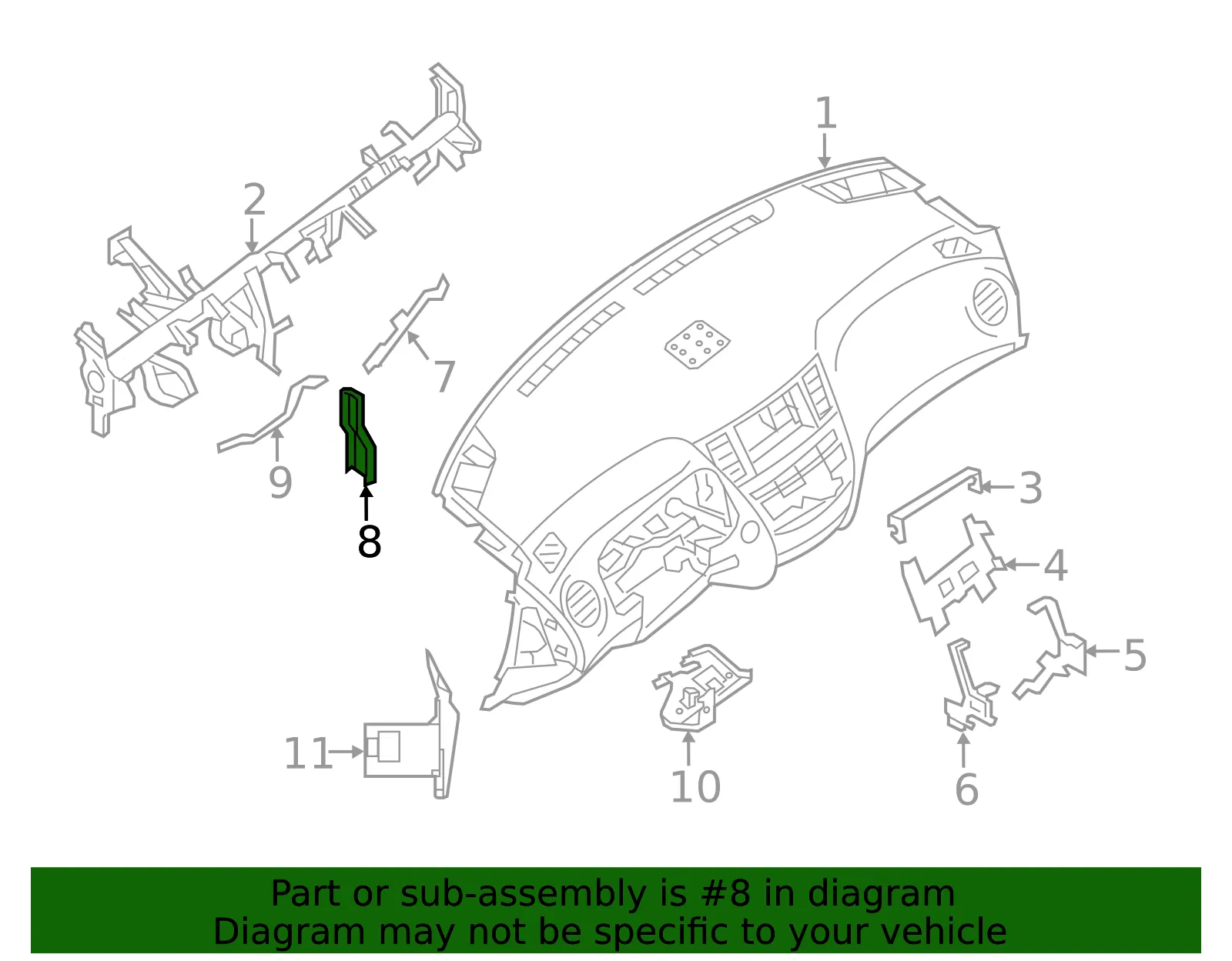 Instrument Panel Mounting Bracket - Nissan (68170-3JA0A) - view 2