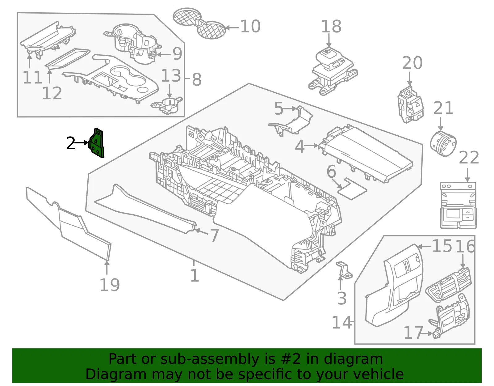Console Base Front Bracket - Nissan (68179-6RR0A) - view 2