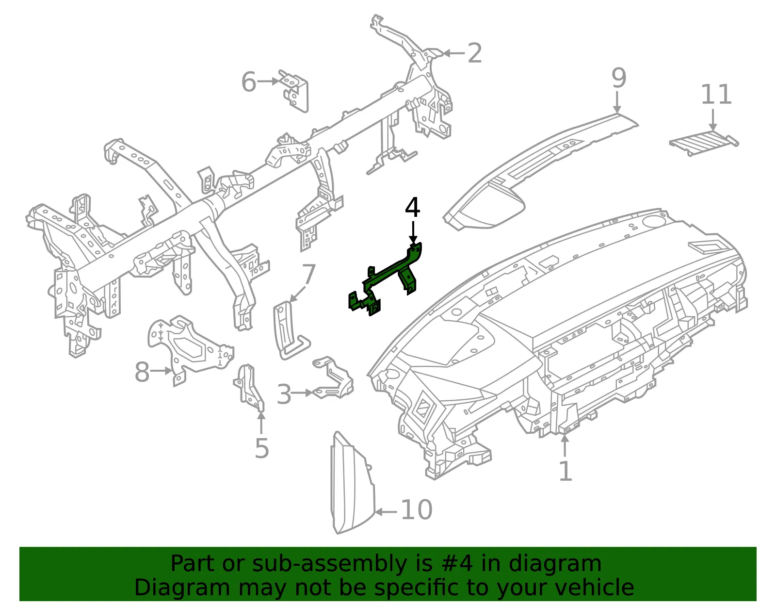 Instrument Panel Mounting Bracket - Nissan (68182-6RB0A) - view 2