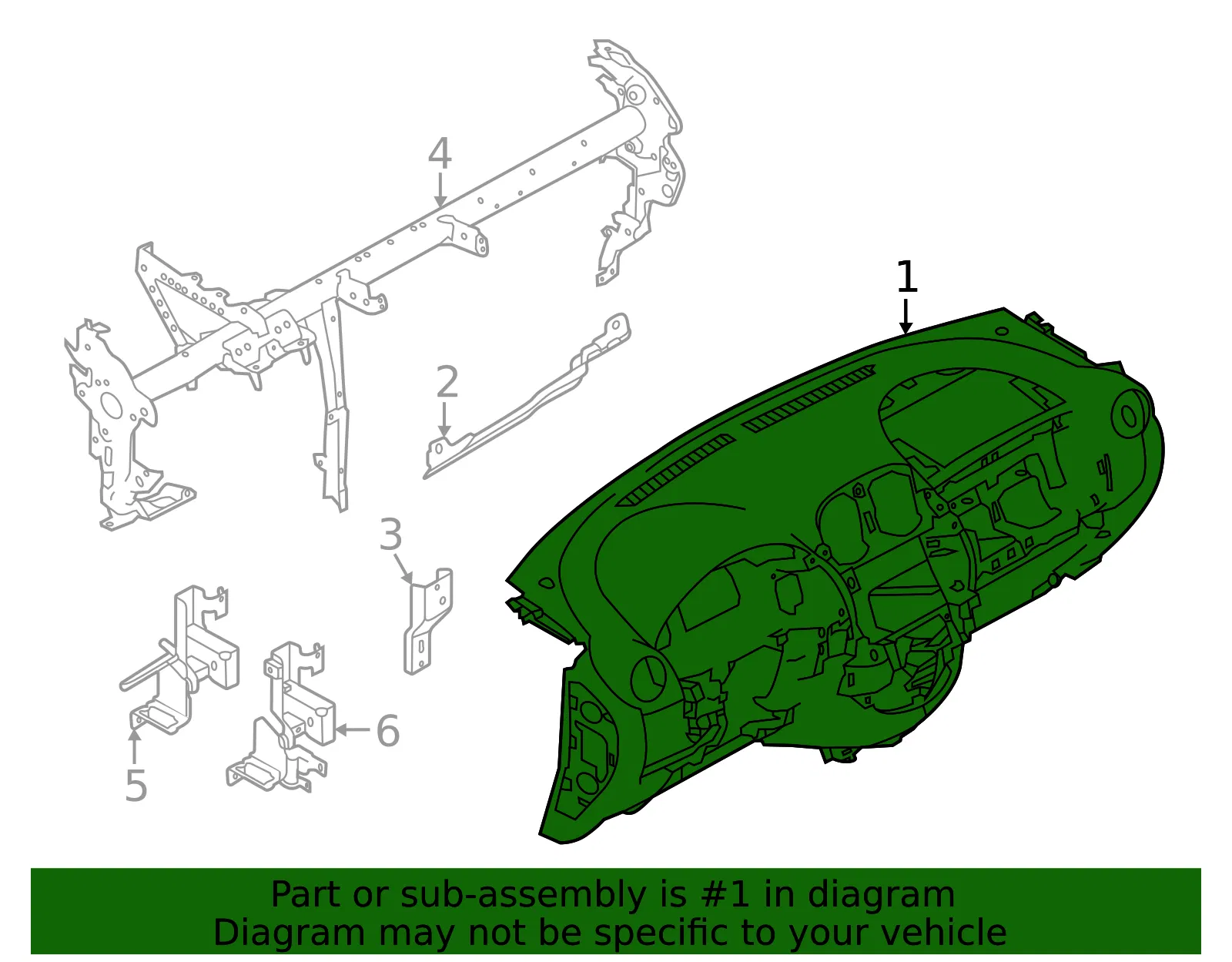 Instrument Panel & Pad Assembly - Nissan (68200-5EF0A) - view 2