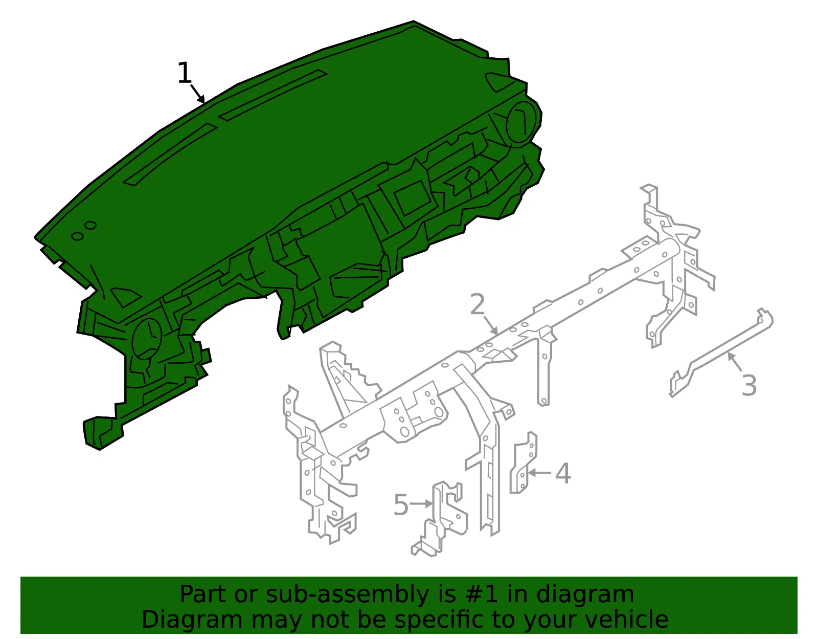 Instrument Panel & Pad Assembly - Nissan (68200-5RL1A) - view 2