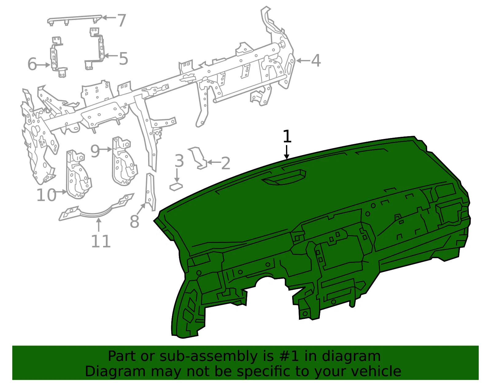 Instrument Panel & Pad Assembly - Nissan (68200-5SA0B) - view 2