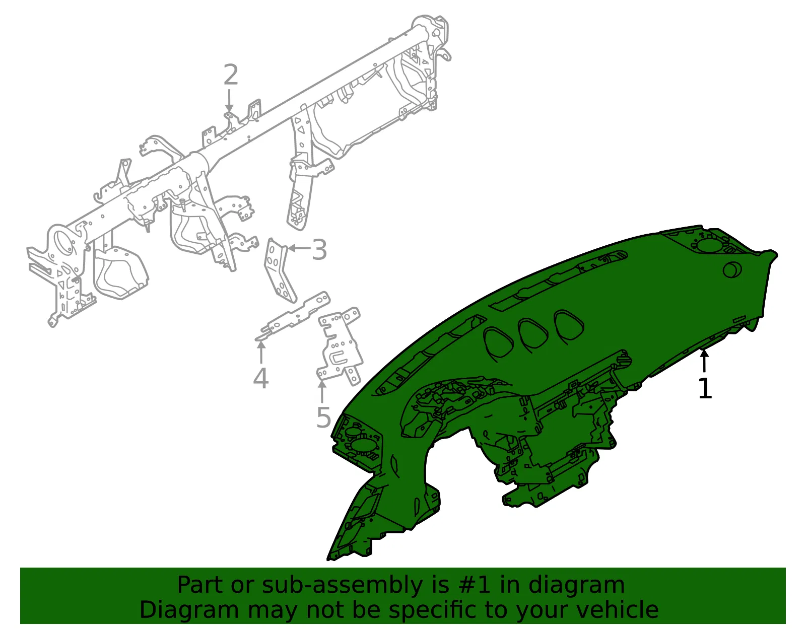 Instrument Panel & Pad Assembly - Nissan (68200-6GP0A) - view 2