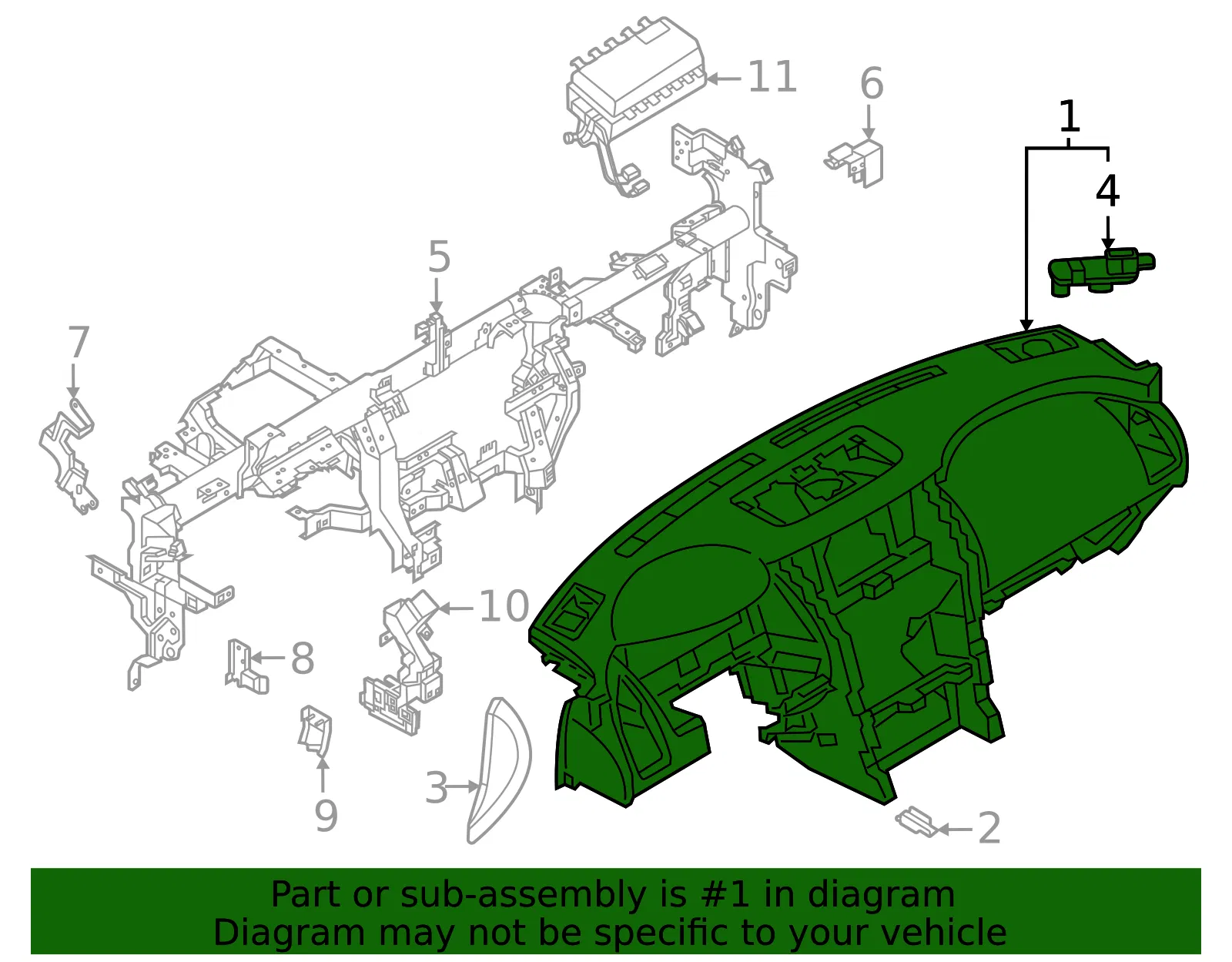 Instrument Panel - Nissan (68200-7KA0A) - view 2
