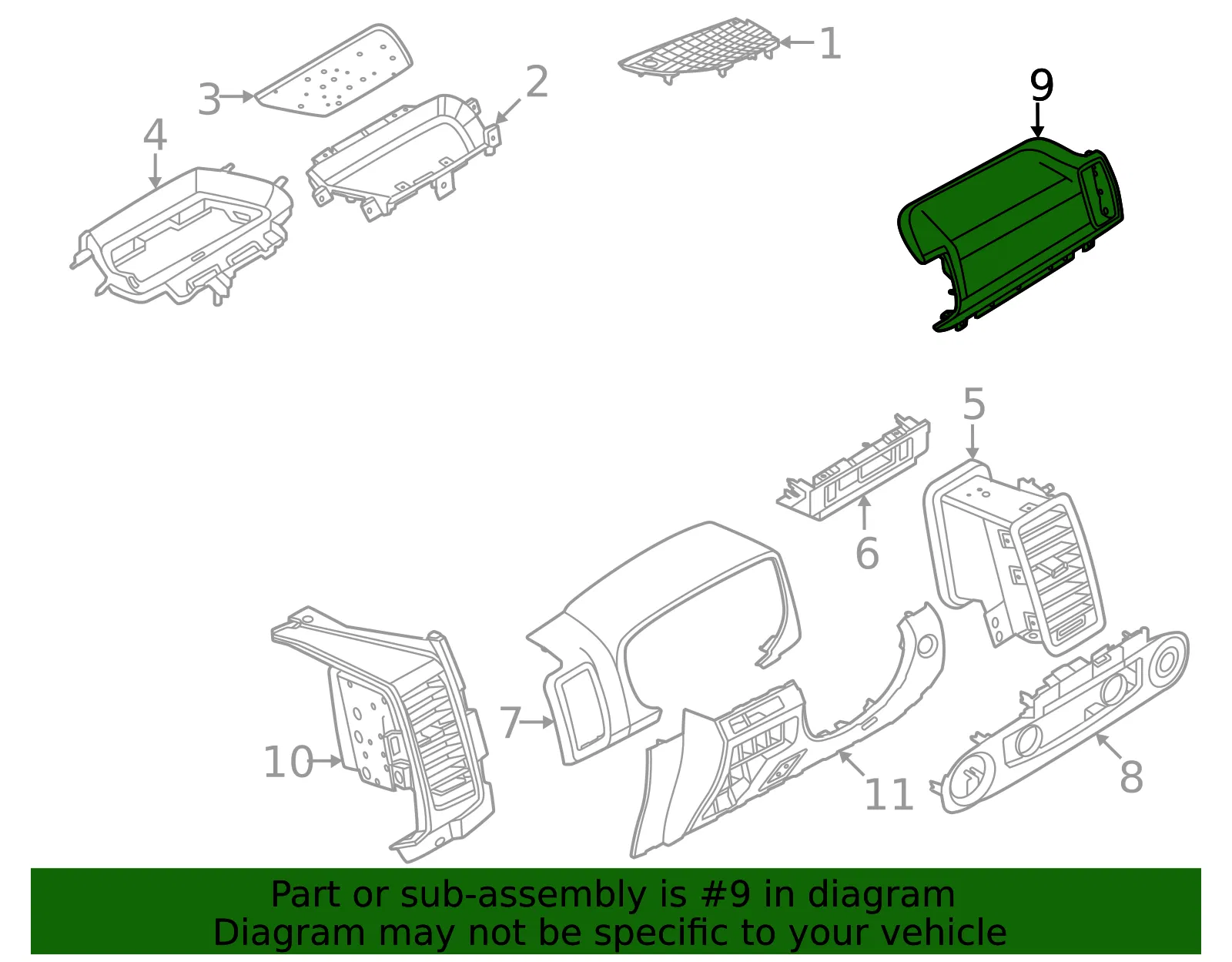 Instrument Panel Cover - Nissan (68210-9BU0A) - view 2