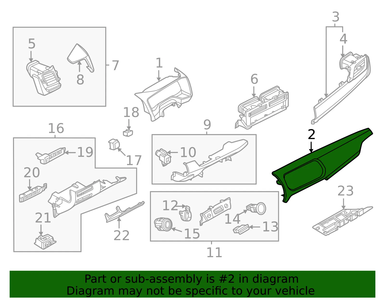 Instrument Panel Pad - Nissan (68211-6RB0C) - view 2