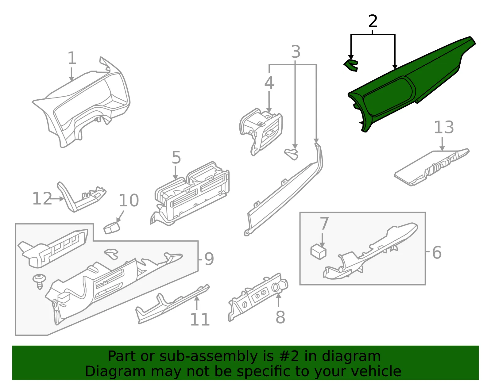 Instrument Panel Pad - Nissan (68211-6RR0A) - view 2