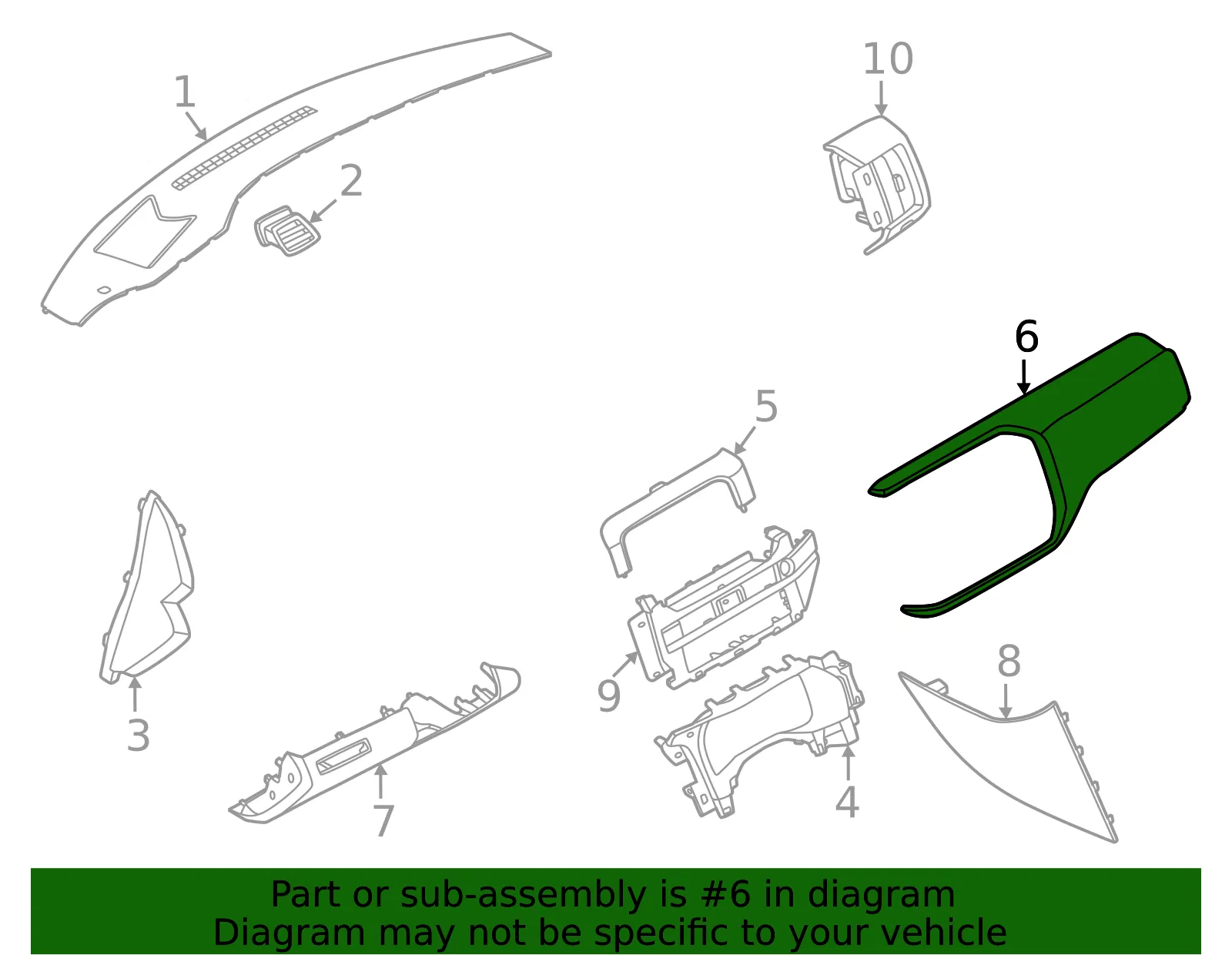 Instrument Panel Pad - Nissan (68211-6TA2A) - view 2