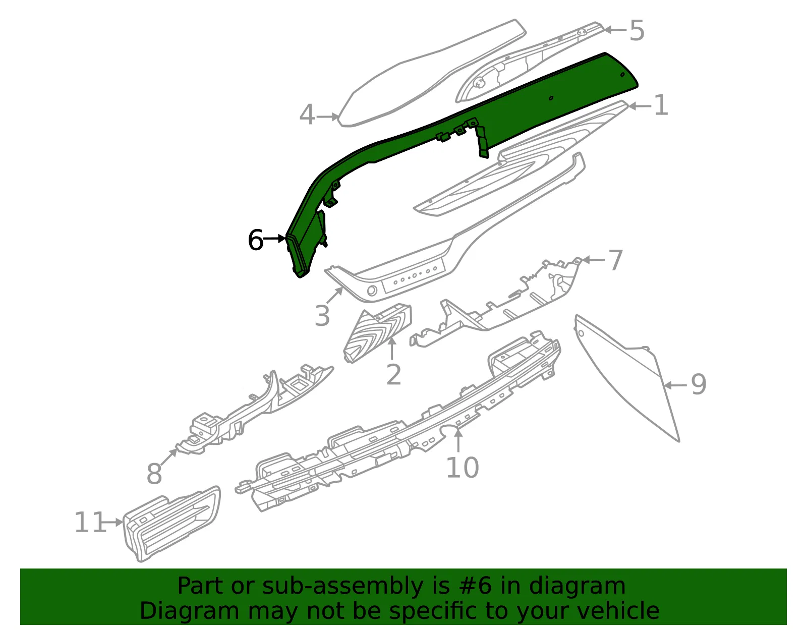 Instrument Panel Trim Panel - Nissan (68211-7BA1C) - view 2