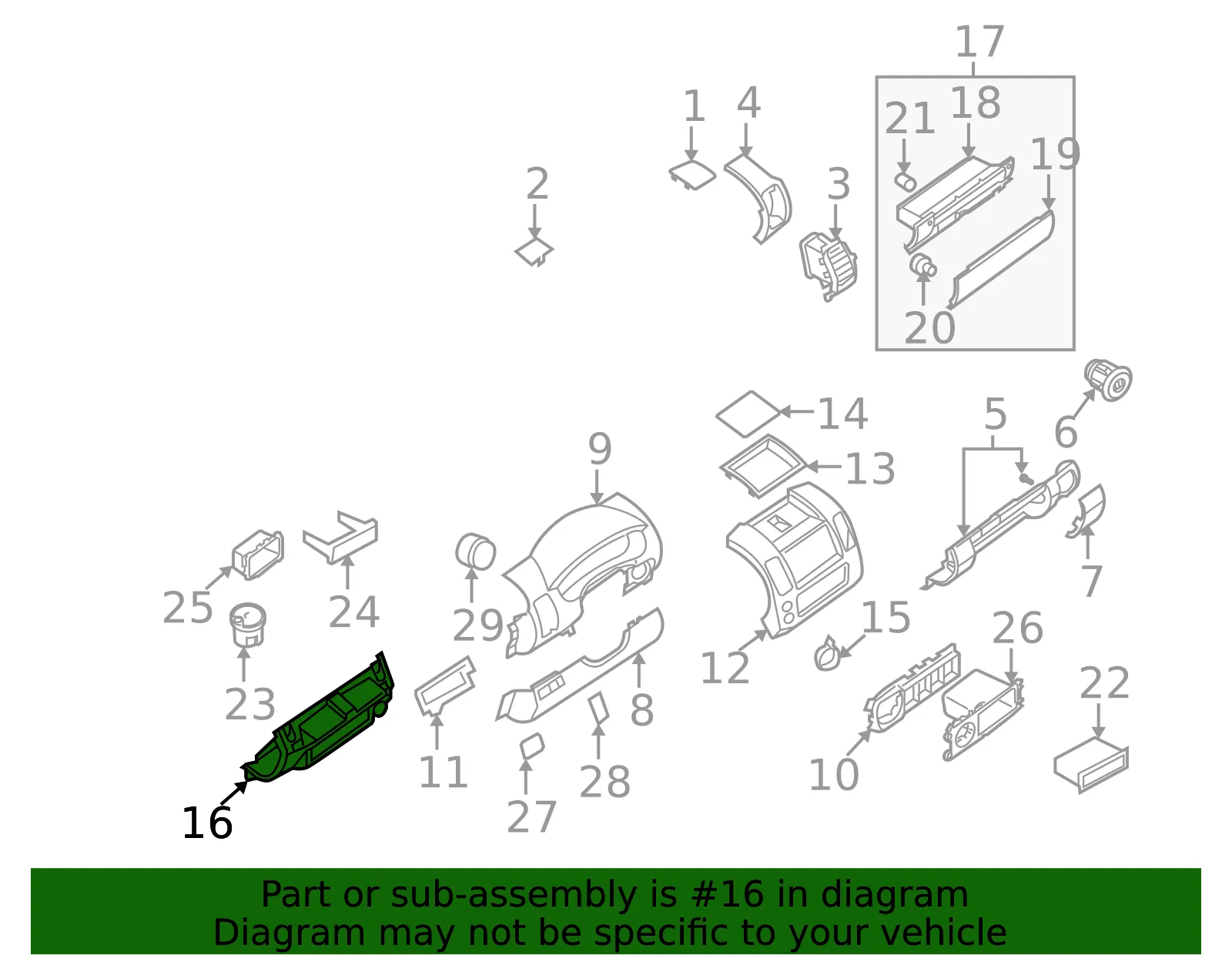 Instrument Panel Bezel - Nissan (68245-9BF5D) - view 2