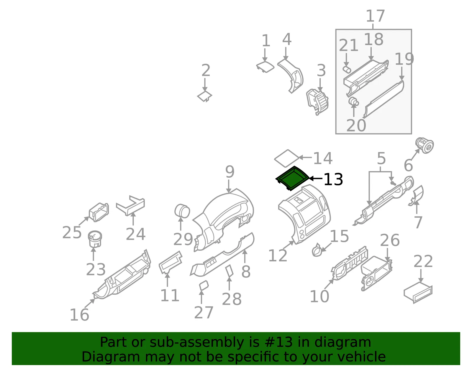 Instrument Panel Storage Compartment - Nissan (68252-9BF0A) - view 3