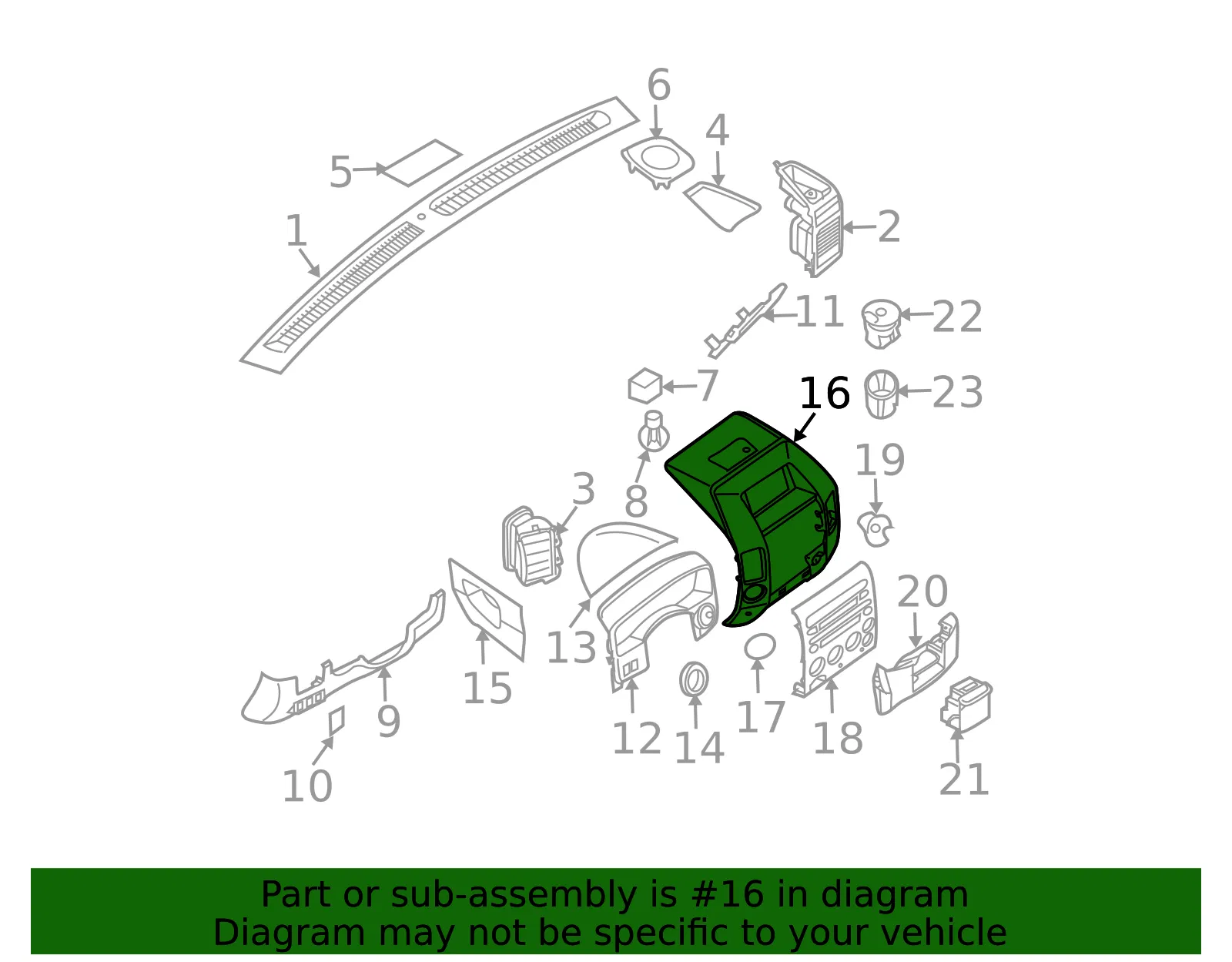 Instrument Panel Bezel - Nissan (68257-9FD3B) - view 3